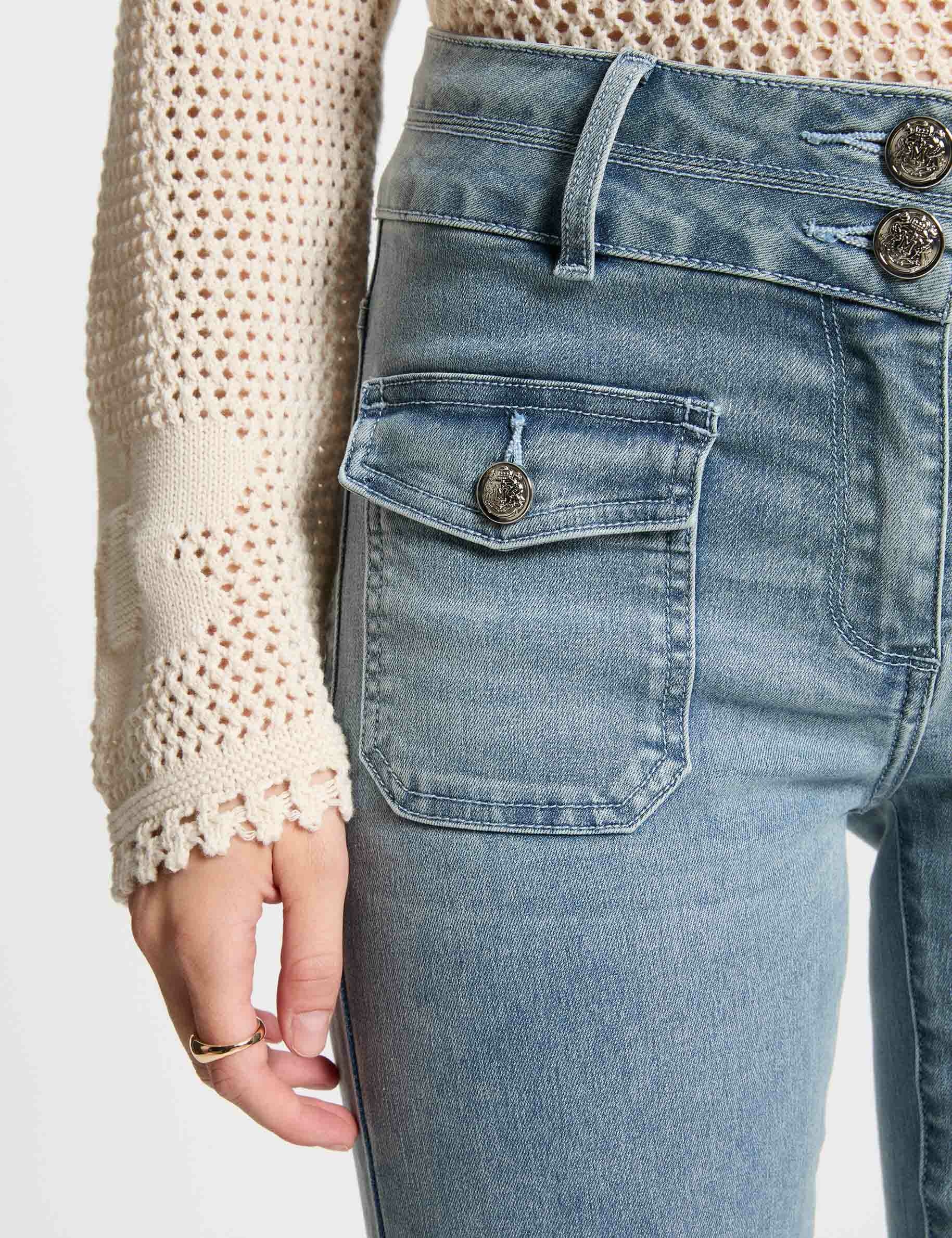 vaquero boot cut talle alto denim descolorido mujer Vaquero boot-cut talle alto denim descolorido mujer