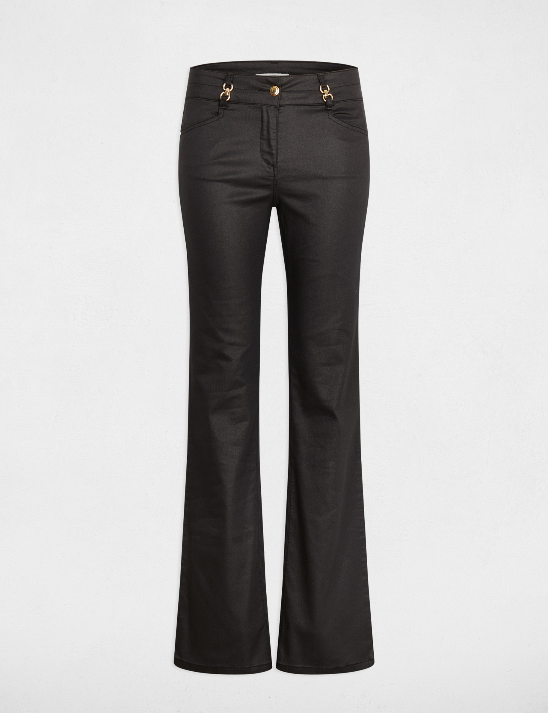 pantalon bootcut encerado negro mujer Pantalón bootcut encerado negro mujer