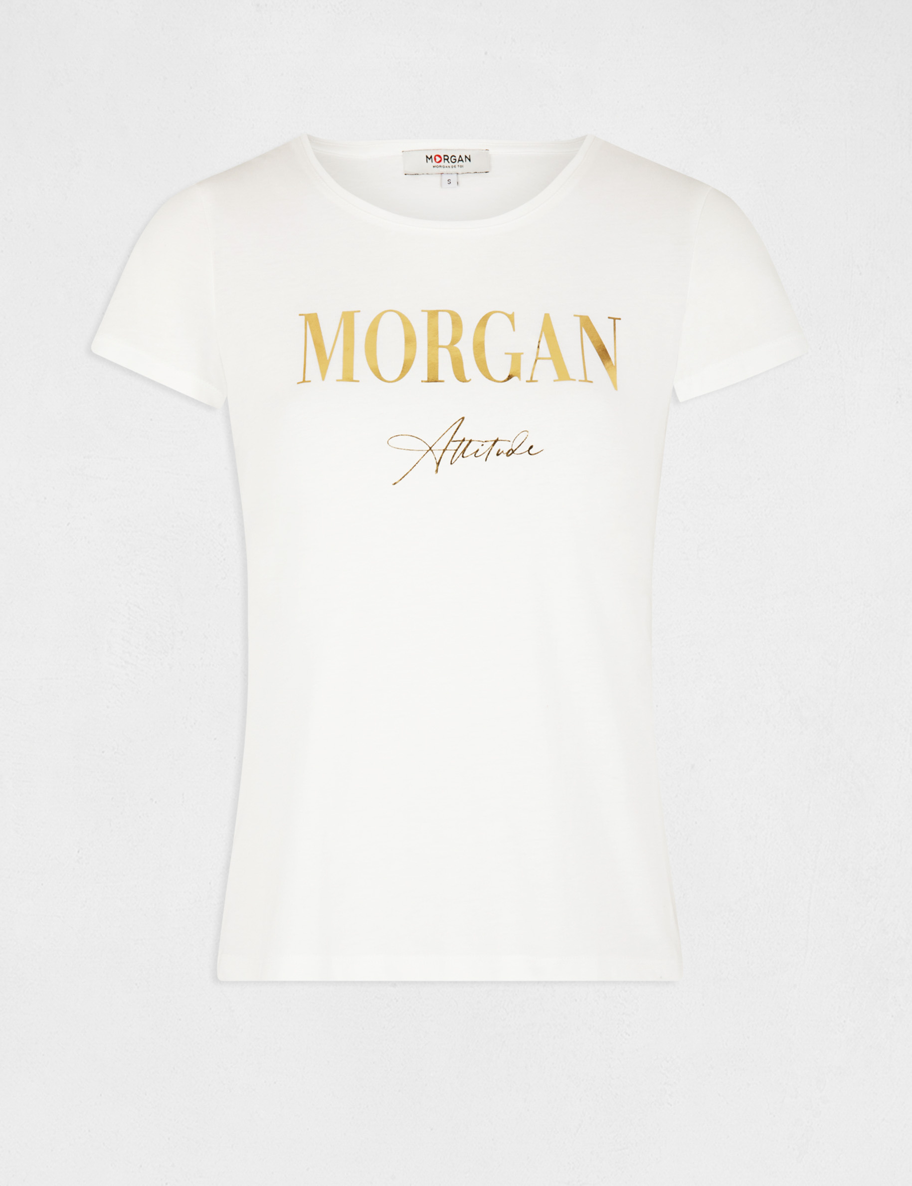 Camiseta de manga corta con mensaje crudo mujer Camiseta de manga corta con mensaje crudo mujer