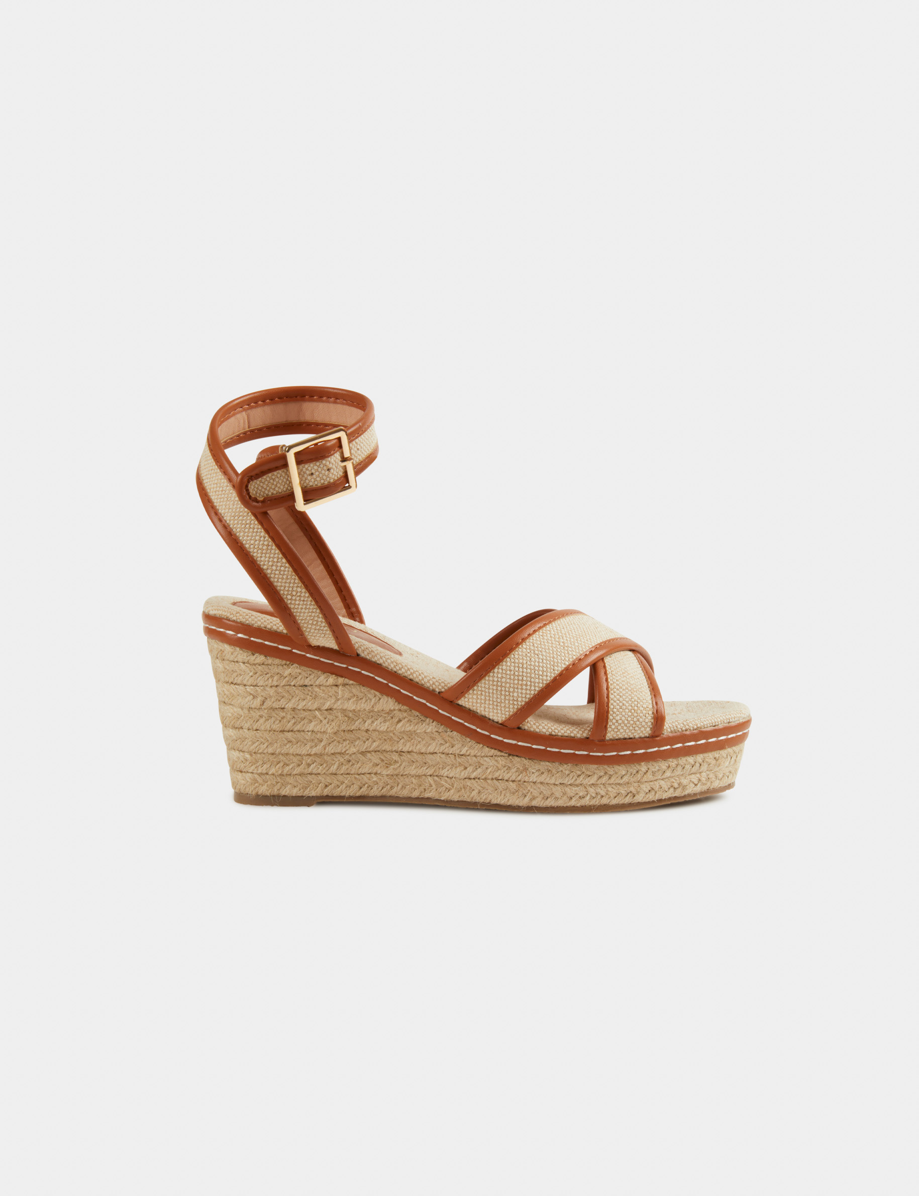 sandalias plataformas efecto trenzado beige mujer Sandalias plataformas efecto trenzado beige mujer