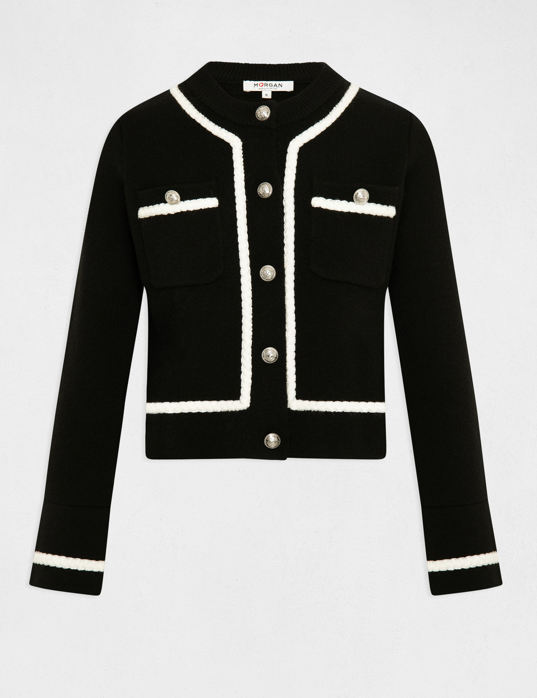 cardigan manga larga abotonado negro mujer Cárdigan manga larga abotonado negro mujer