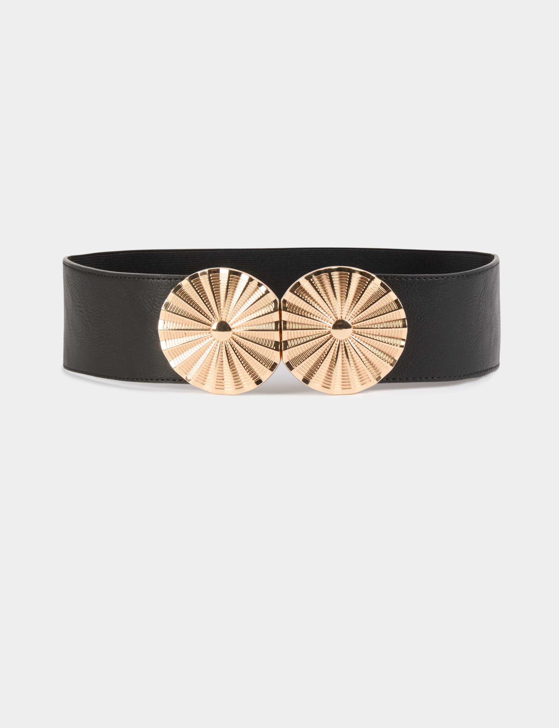 cinturon elastico con hebillas negro mujer Cinturón elástico con hebillas negro mujer