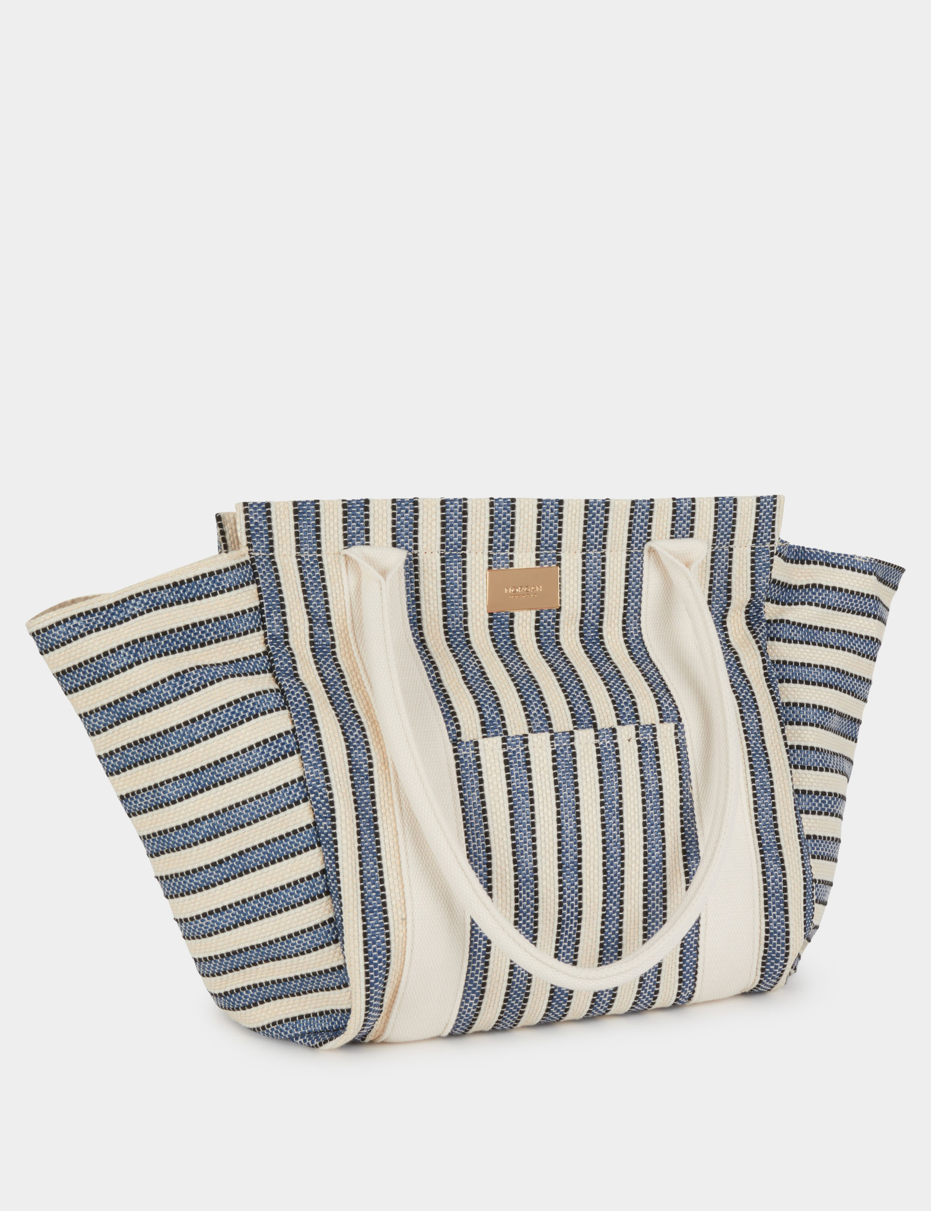 Bolso tote de rayas crudo mujer