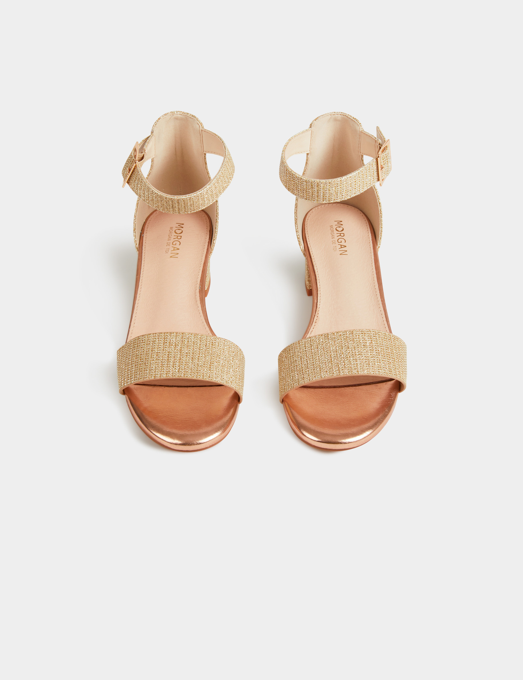 sandalias de tacon efecto metalizado dorado mujer Sandalias de tacón efecto metalizado dorado mujer