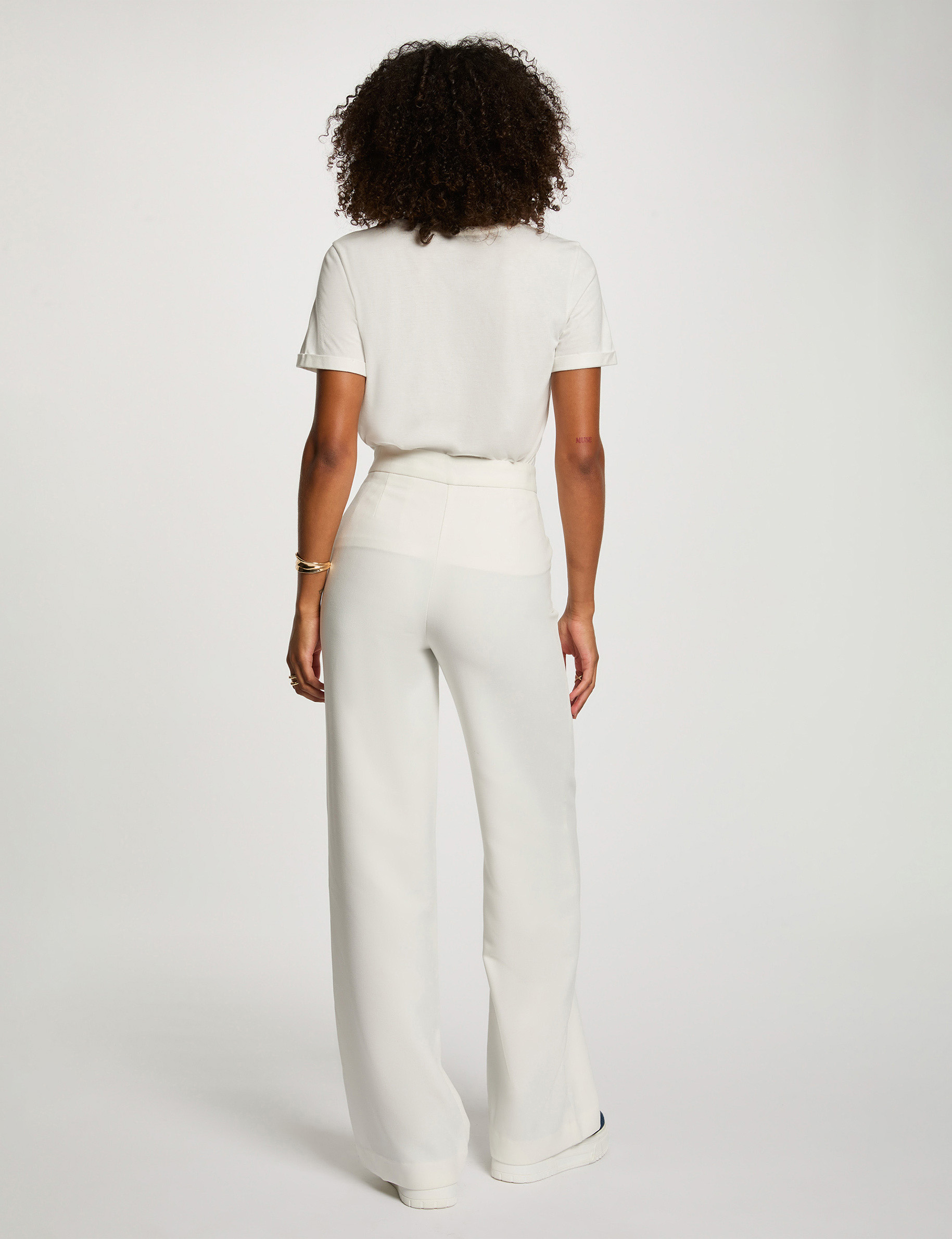 pantalon pernera ancha blanco mujer Pantalón pernera ancha blanco mujer