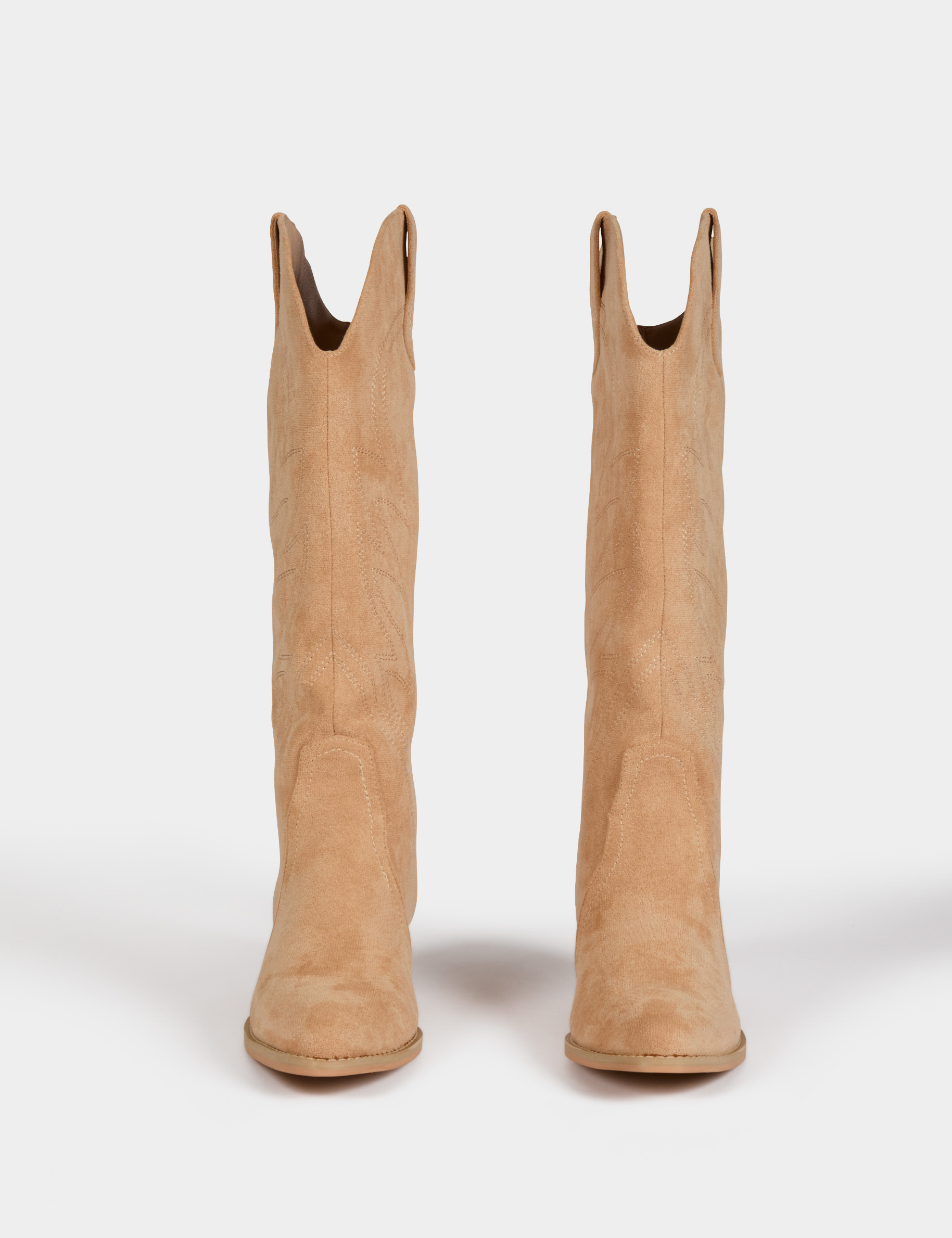 Bota western de ante beige mujer
