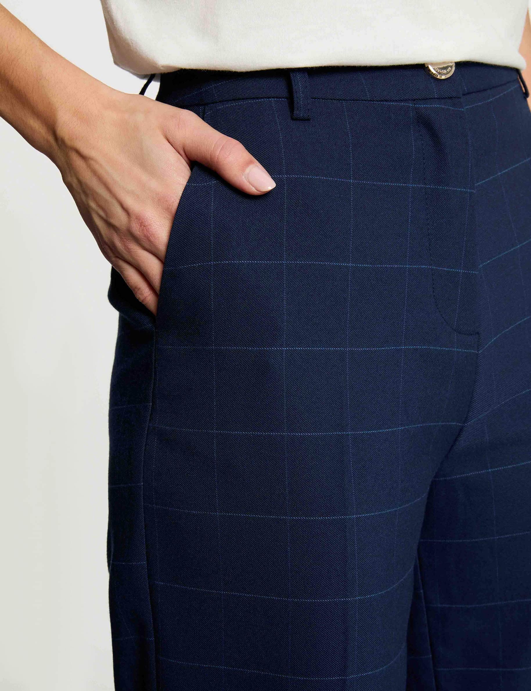 Pantal&oacute;n de tiro alto azul marino mujer
