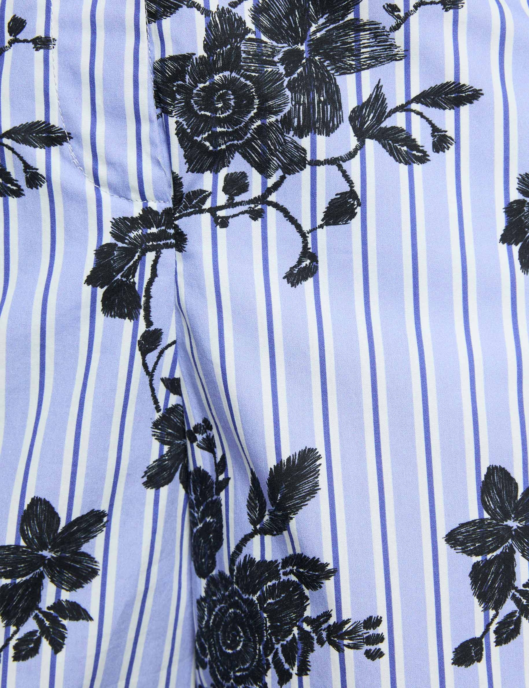 Pantal&oacute;n corto ancho de popelina multicolor mujer