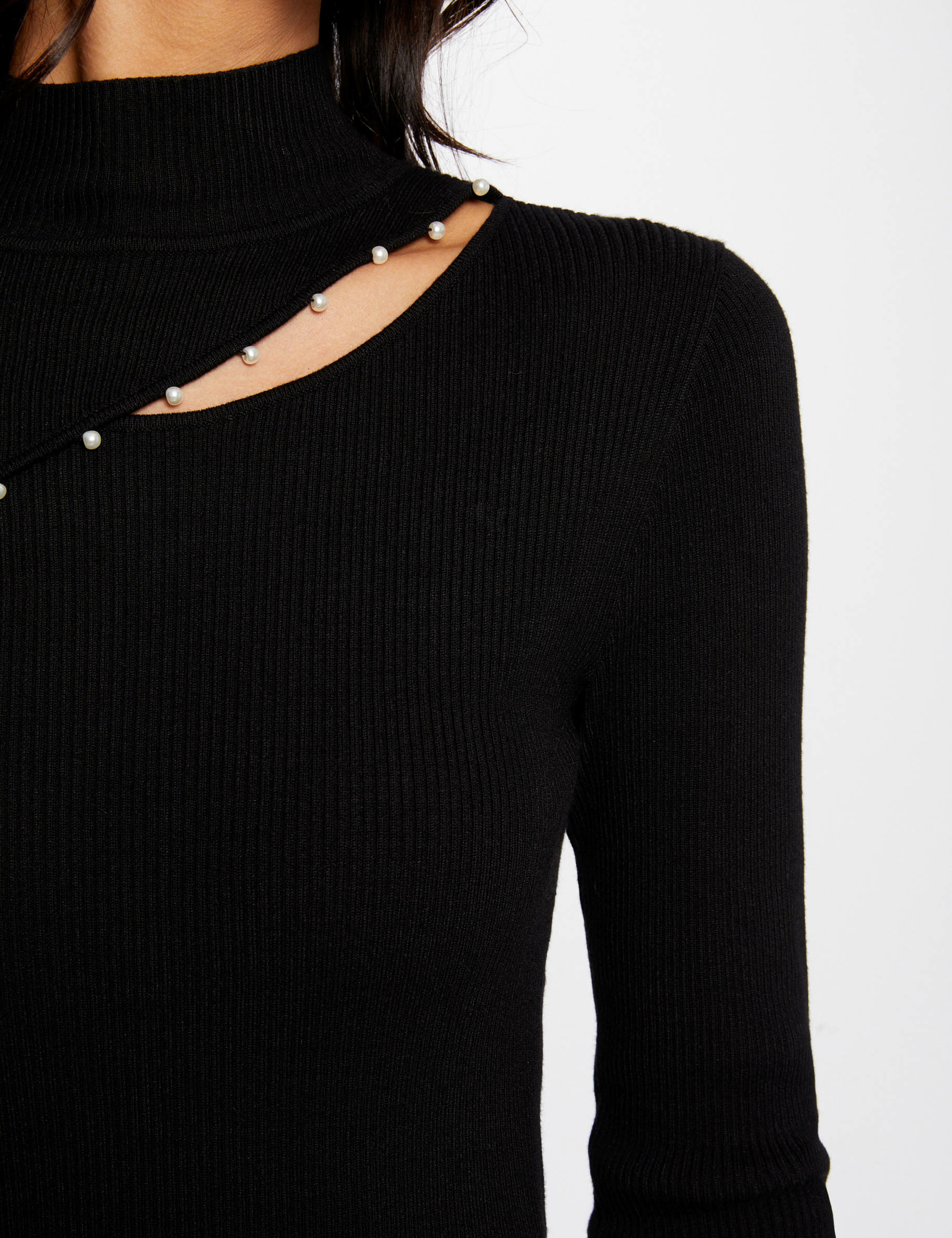 Jersey manga larga con abertura negro mujer