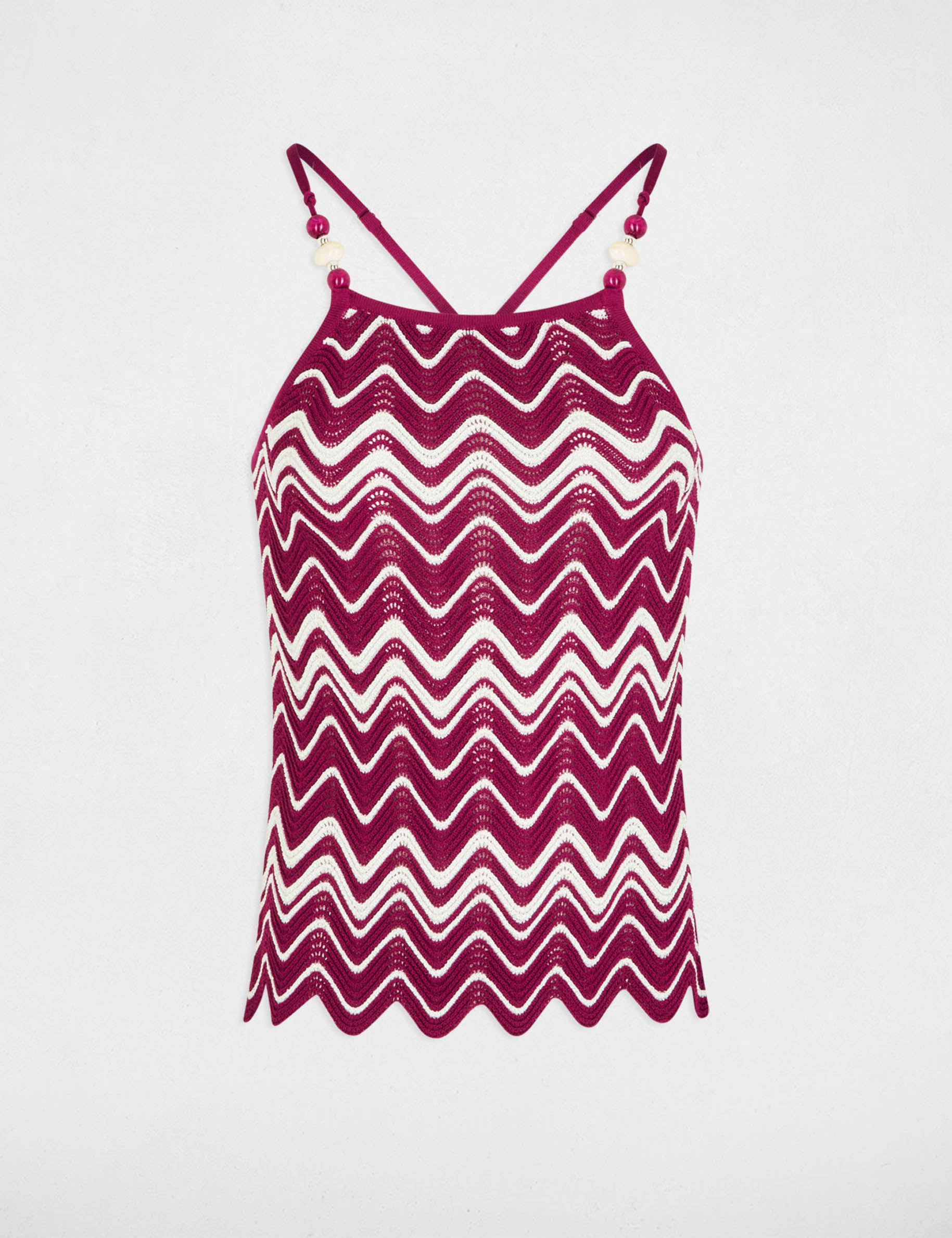 Top punto estampado ciruela mujer