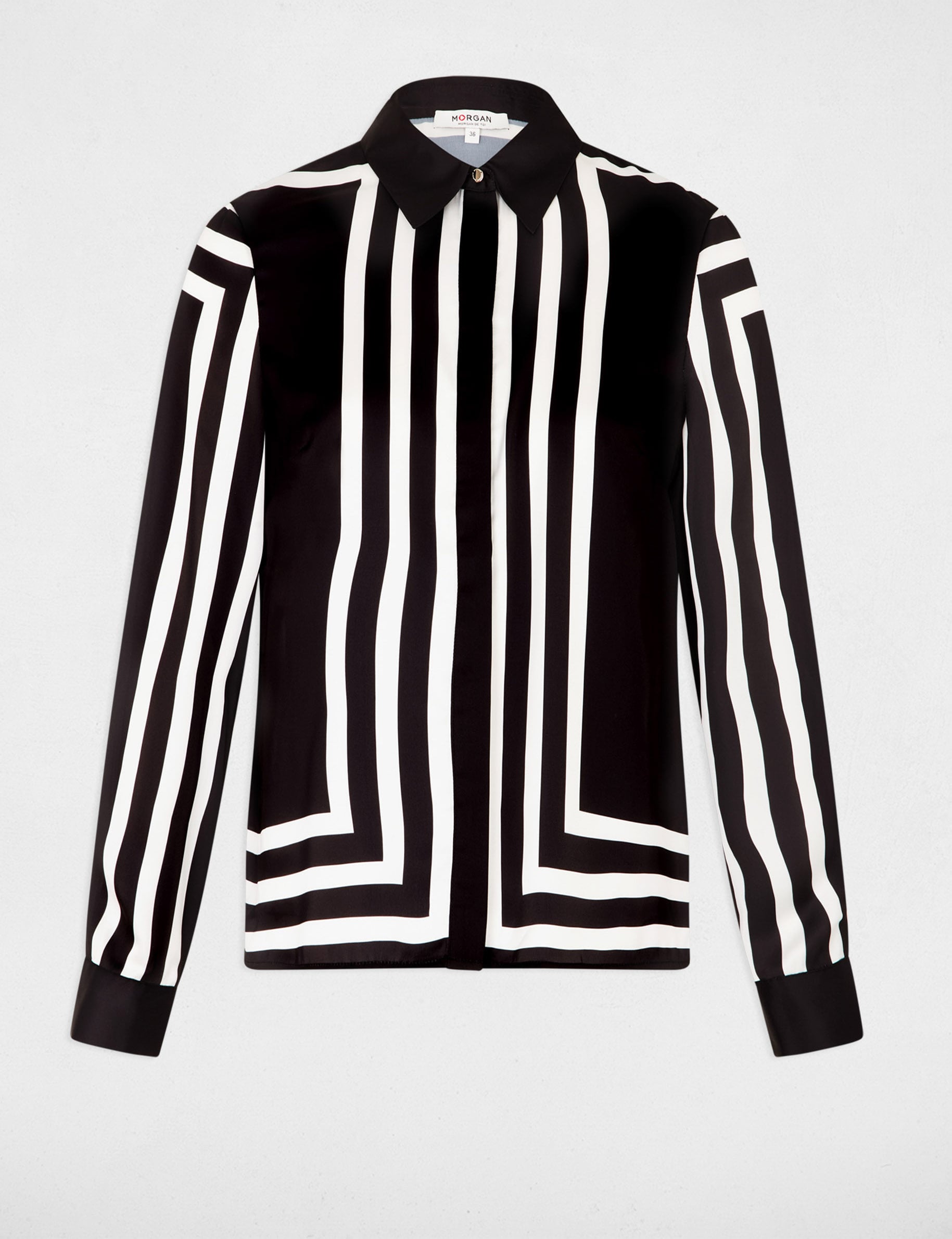Camisa manga larga rayas negro mujer