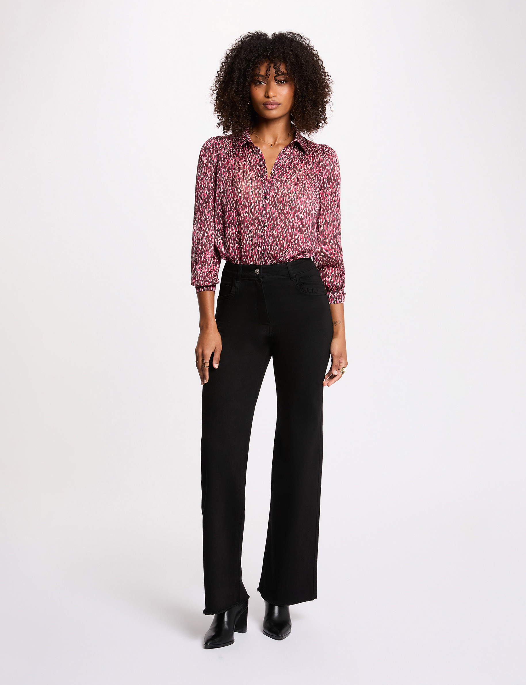 Camisa de gasa estampada multicolor mujer