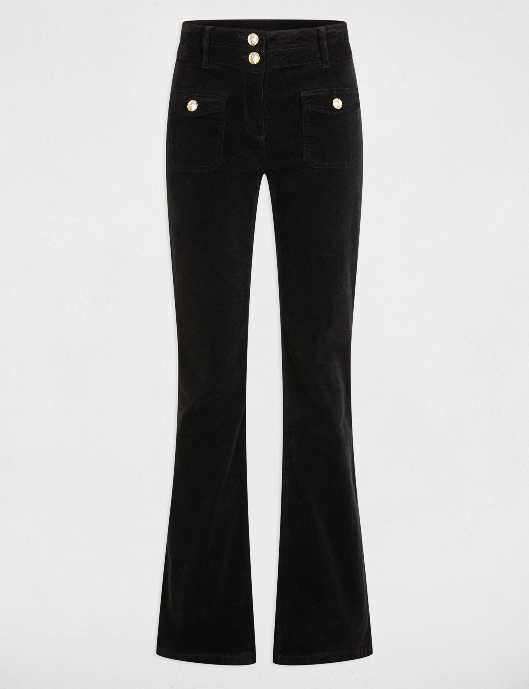 Pantalón ajustado terciopelo negro mujer