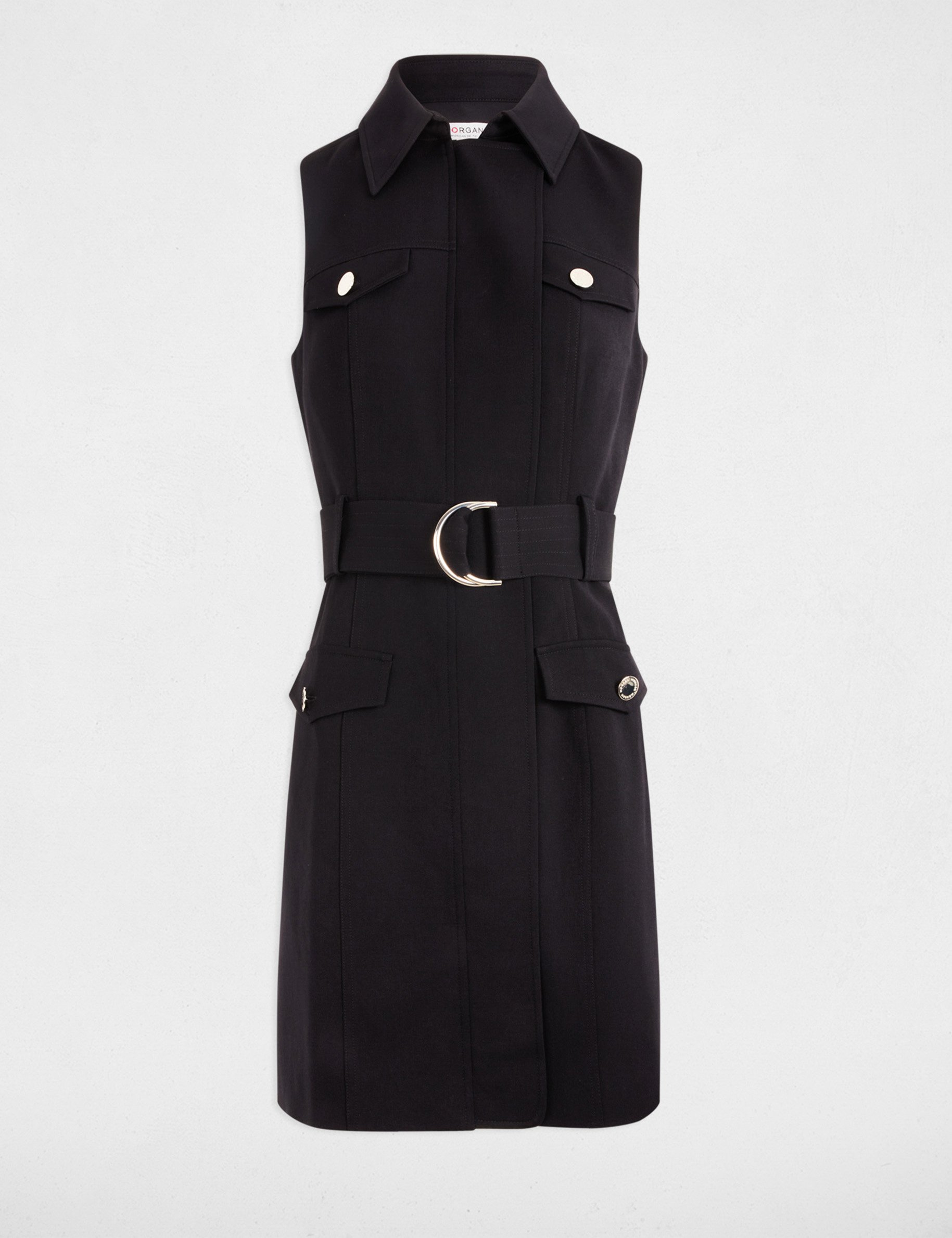 vestido entallado cinturon negro mujer Vestido entallado cinturón negro mujer