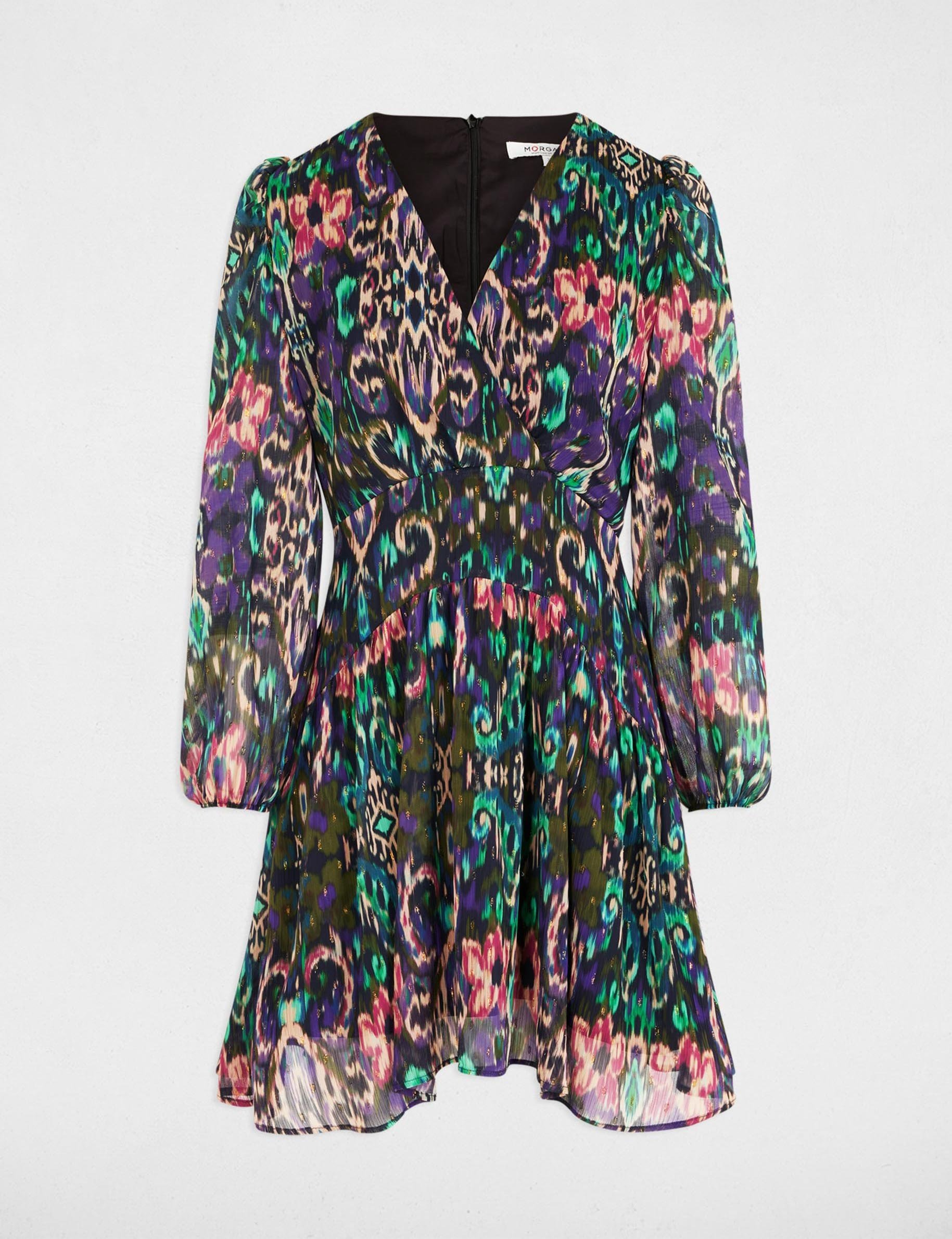 vestido acampado estampado multicolor mujer Vestido acampado estampado multicolor mujer