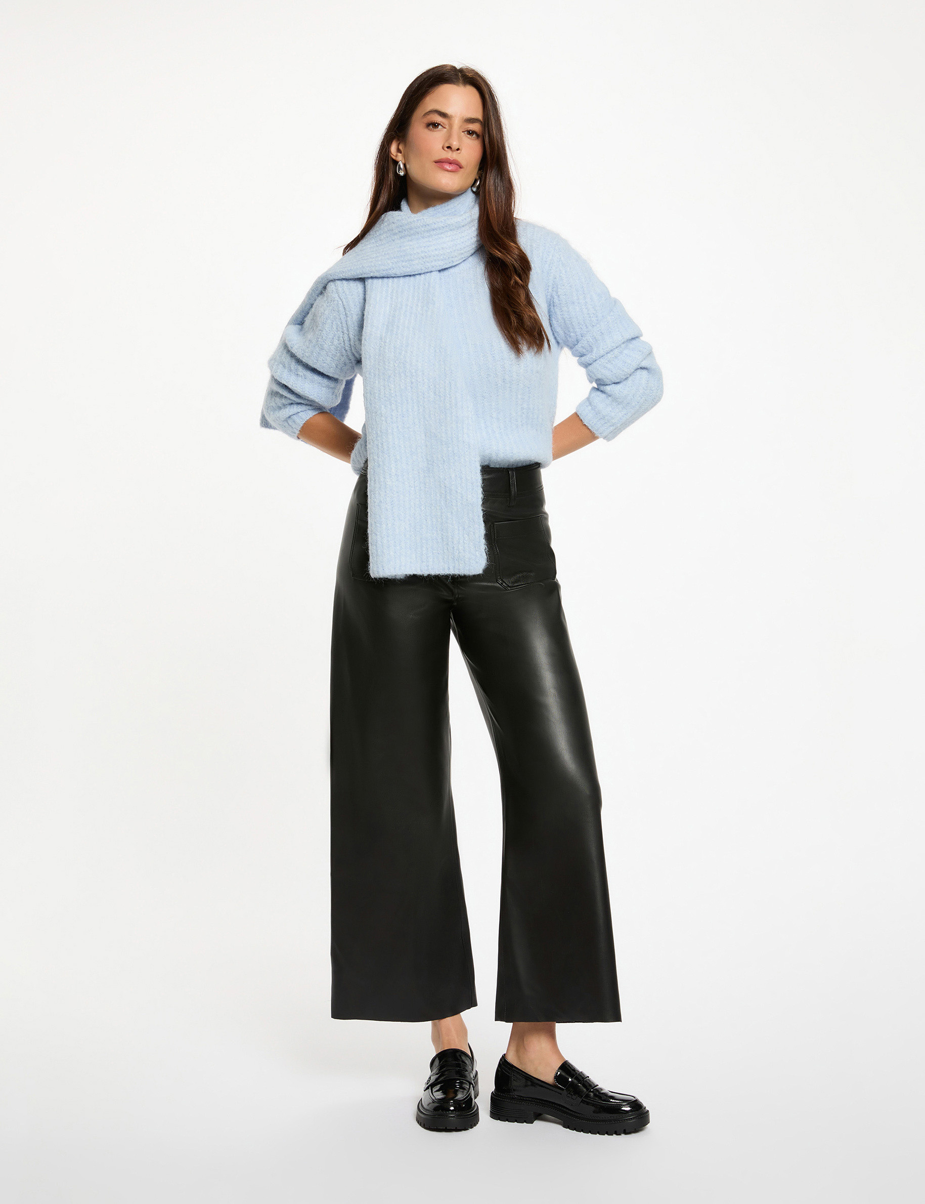 Jersey con cuello bufanda azul cielo mujer