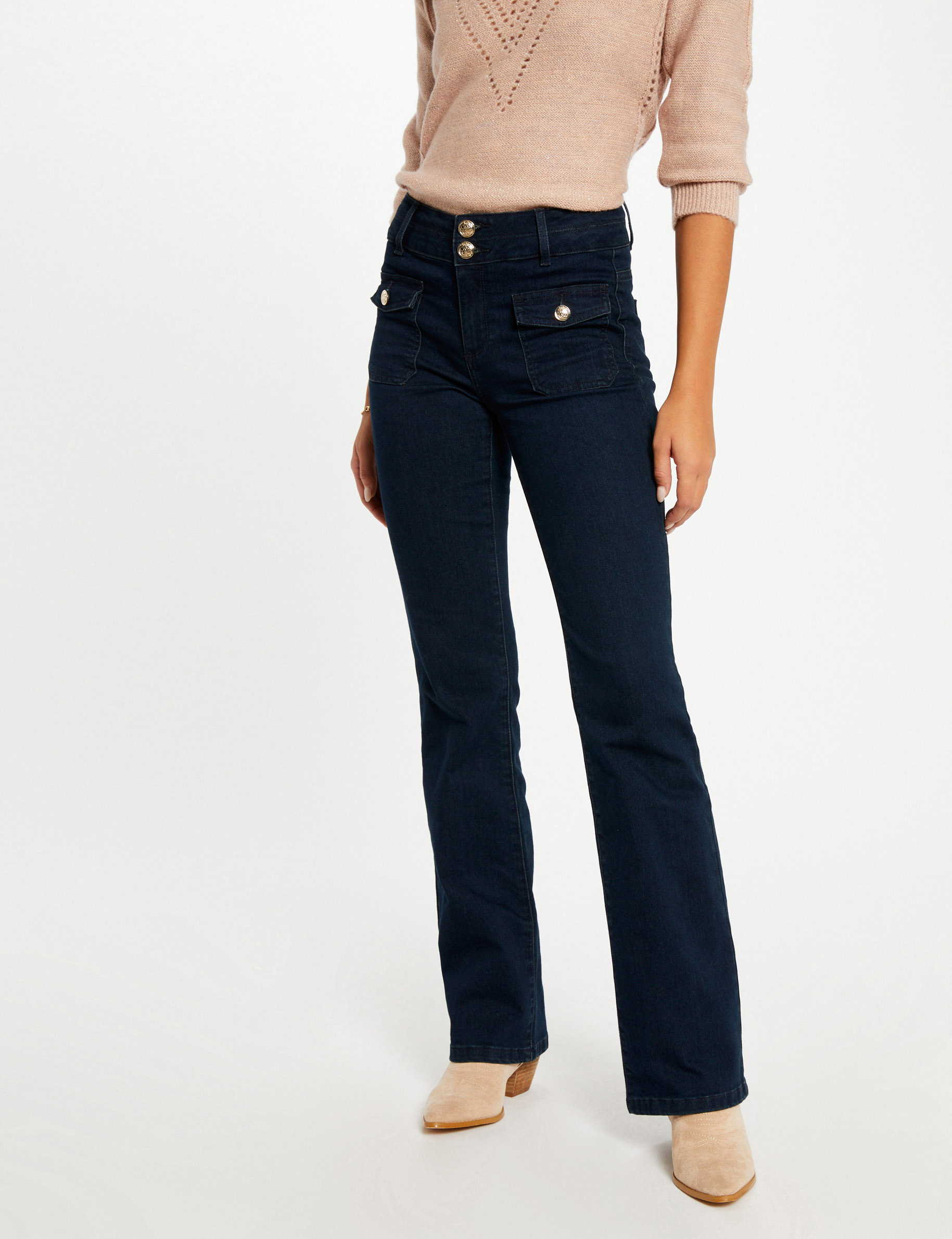 Vaquero bootcut denim crudo mujer