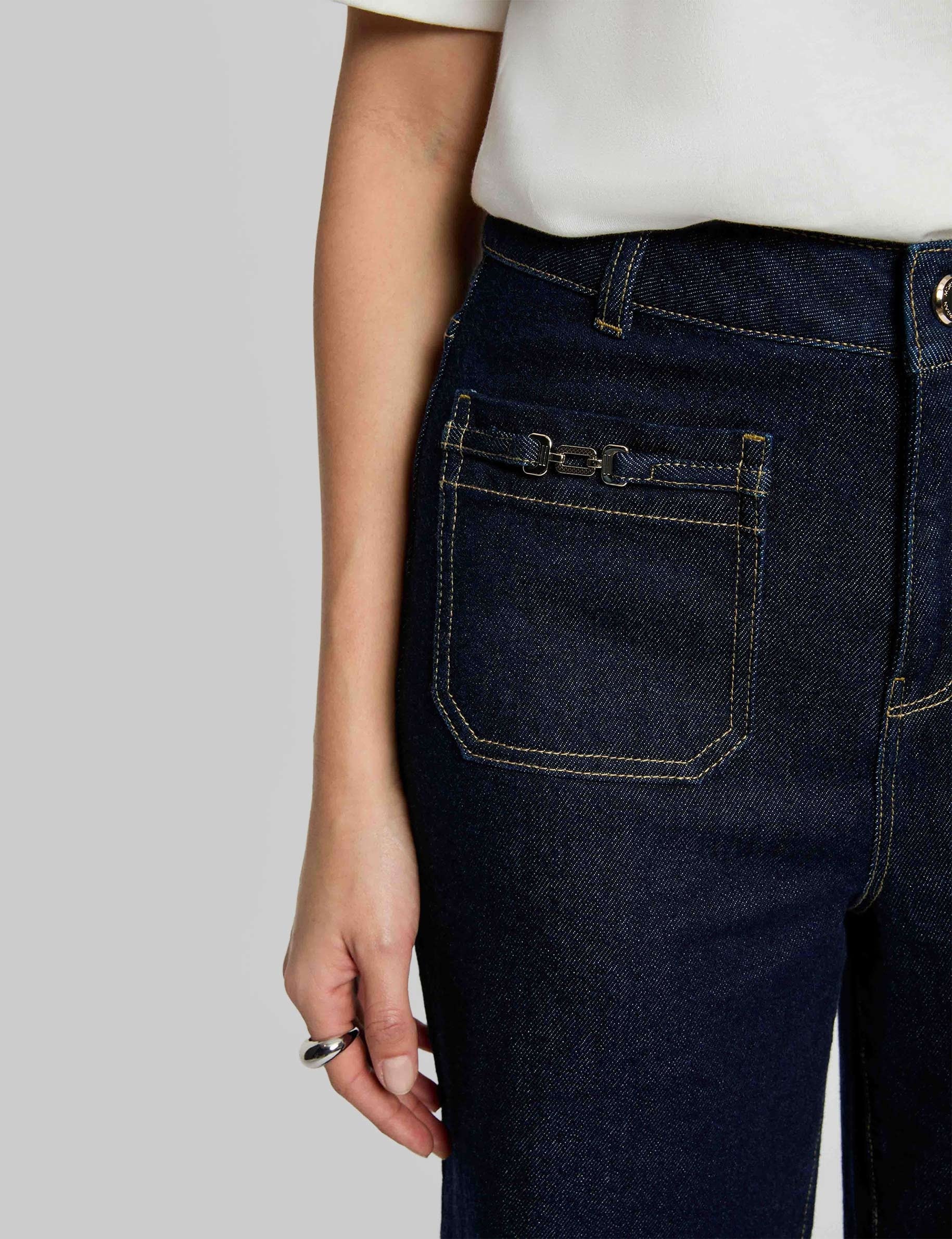 Vaquero pernera ancha denim crudo mujer