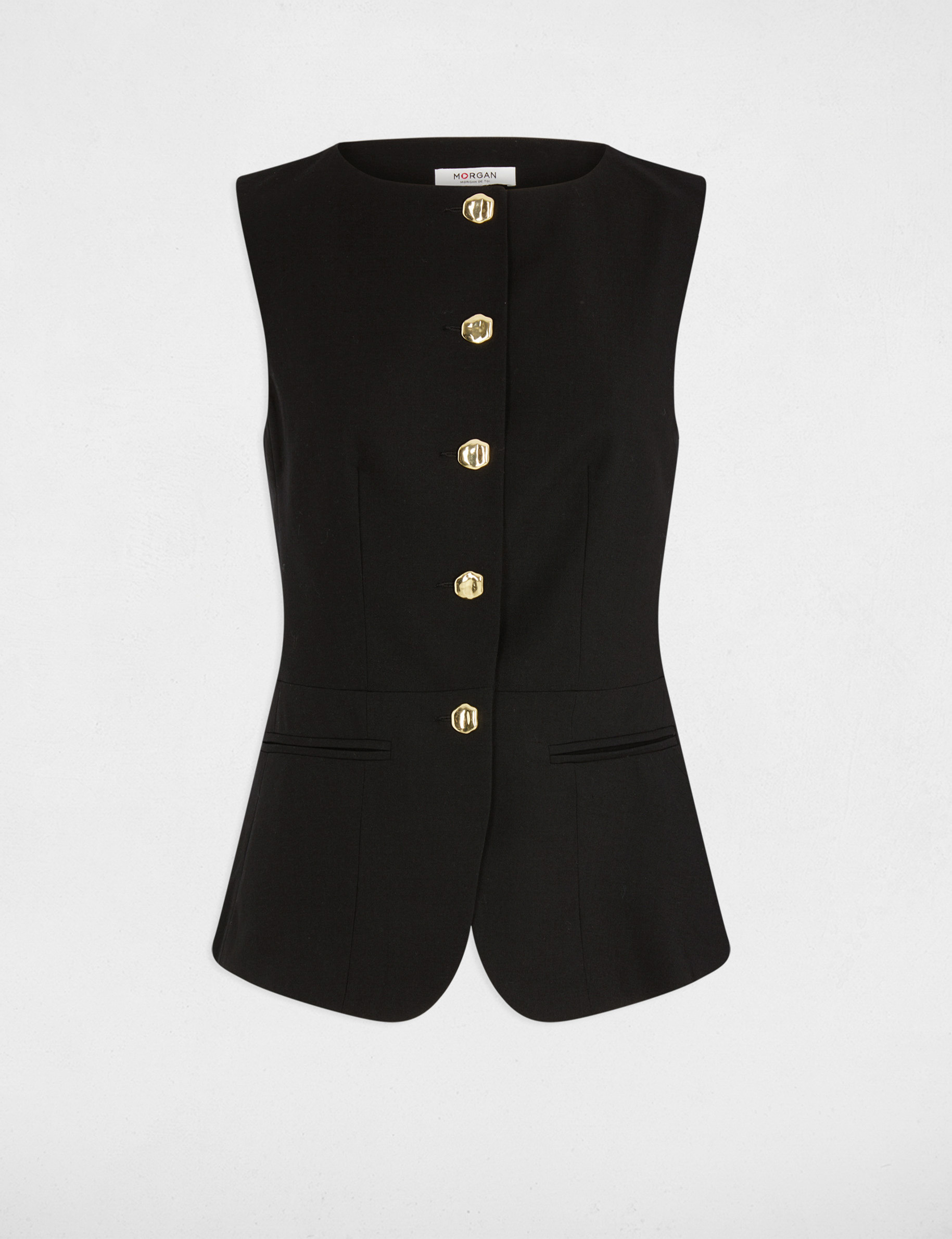 Chaqueta ajustada sin mangas negro mujer