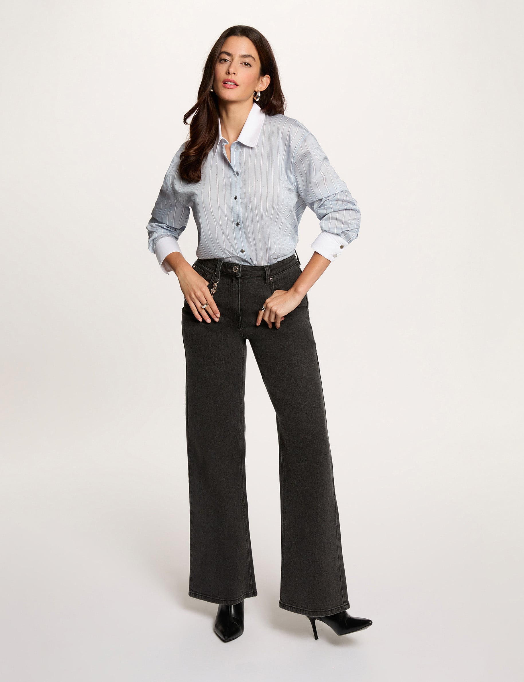 Camisa oversize de rayas multicolor mujer