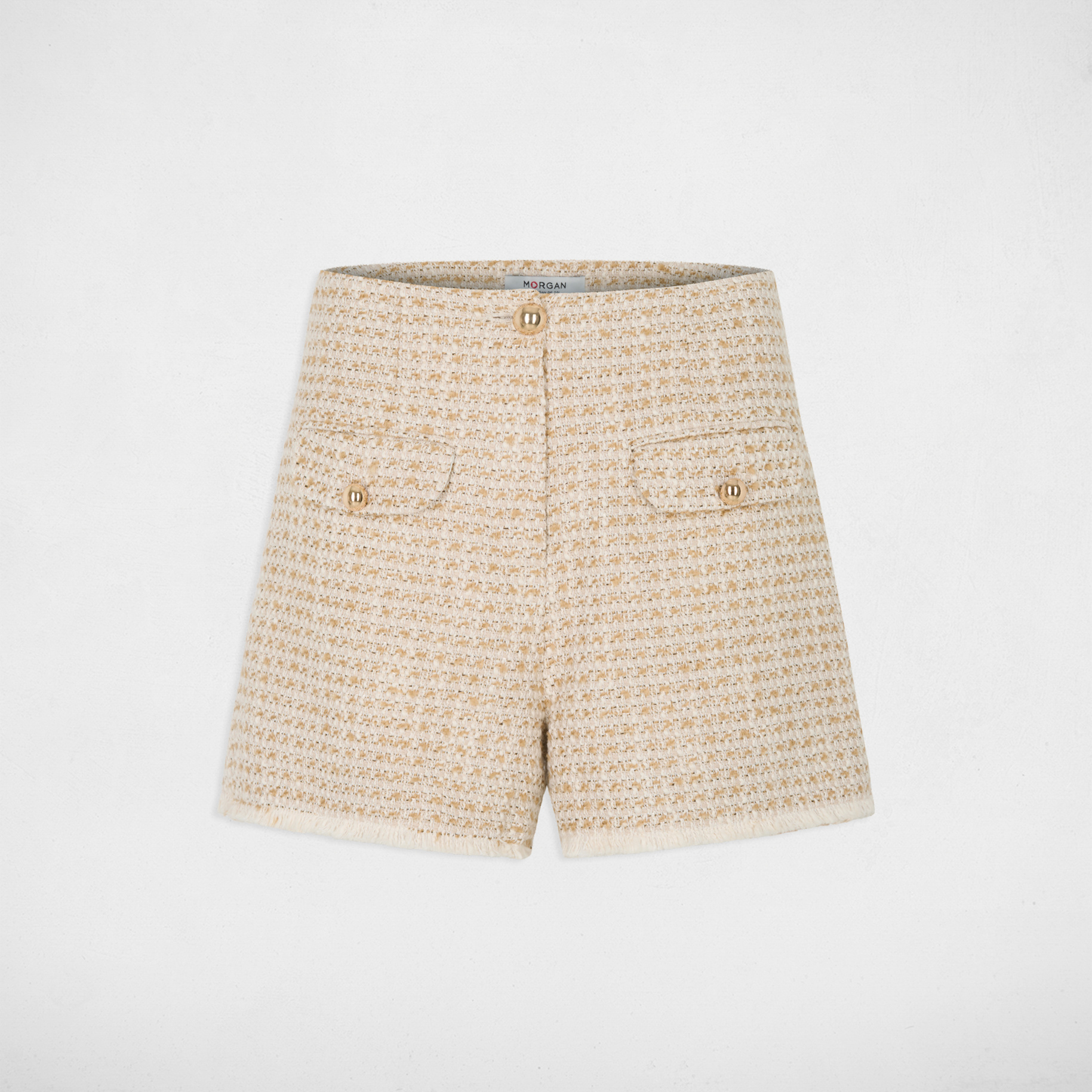 Pantal&oacute;n corto de tweed de tiro alto multicolor mujer