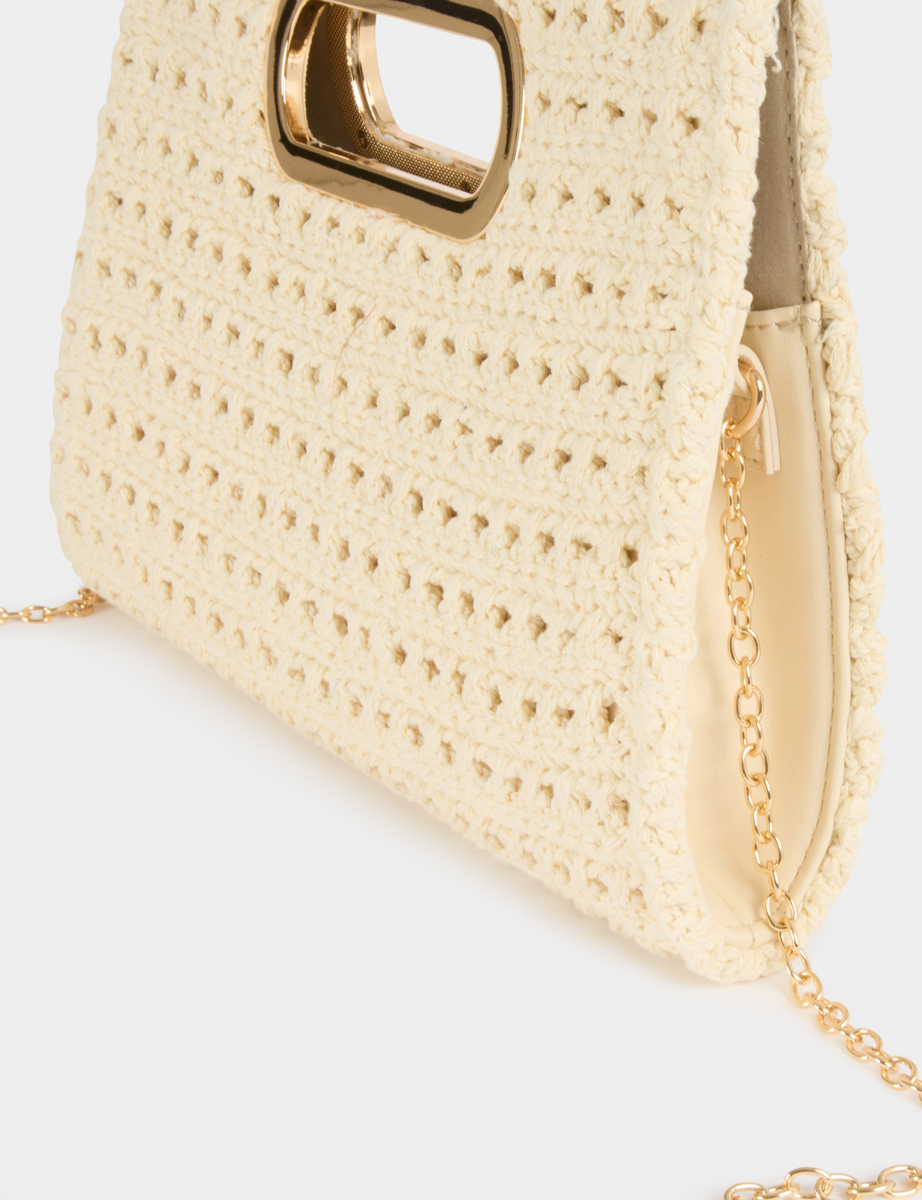 Bolsita de punto marfil mujer