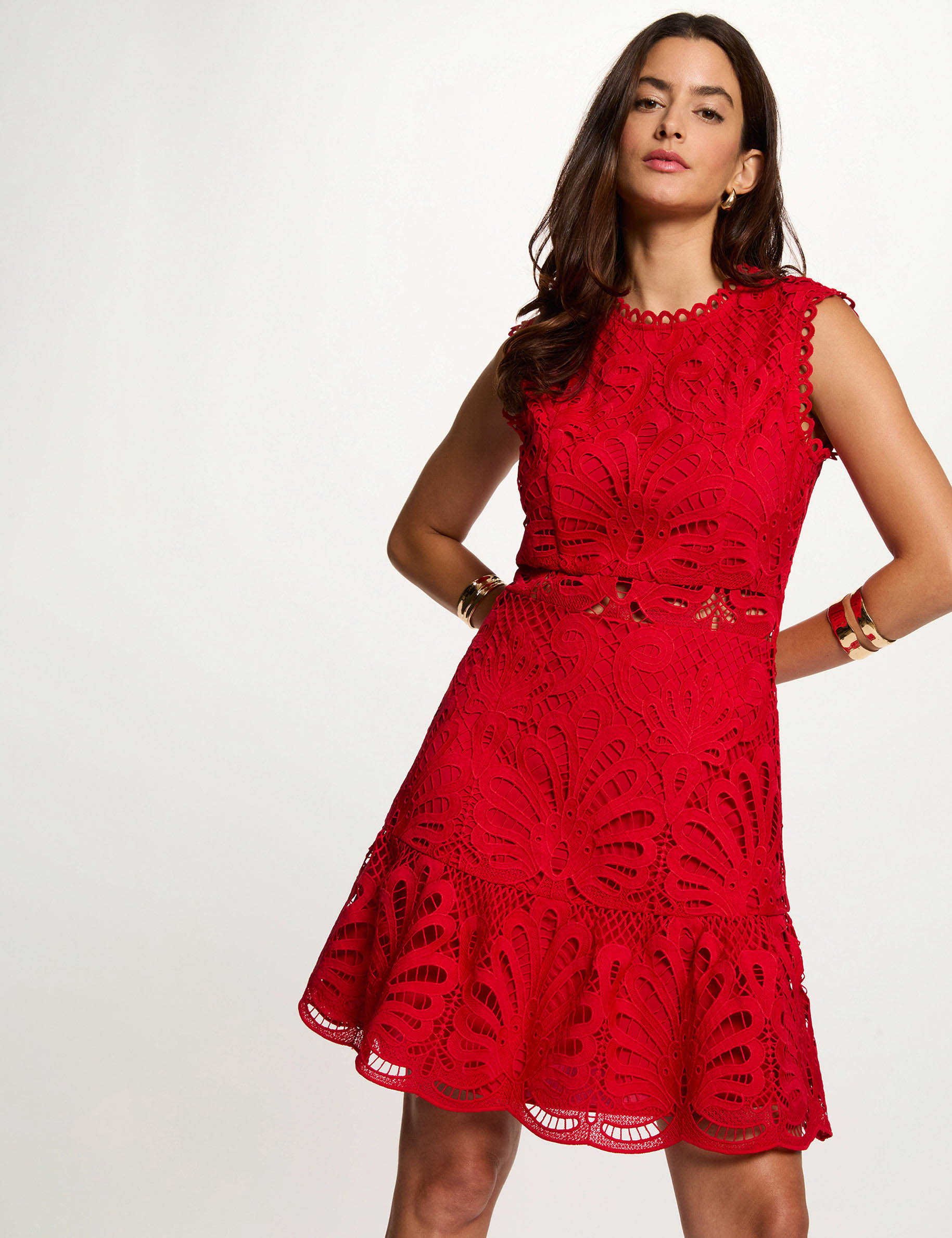 Vestido corto evas&eacute; encaje rojo mujer