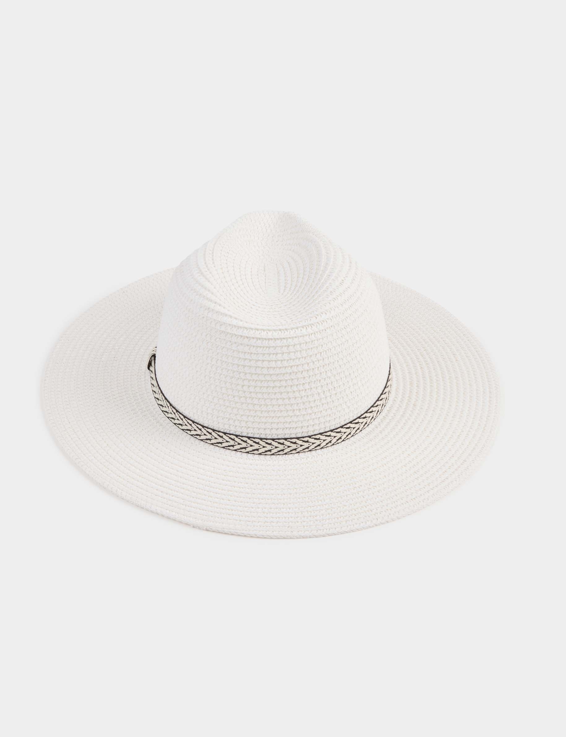 Sombrero de paja gr&aacute;fico blanco mujer