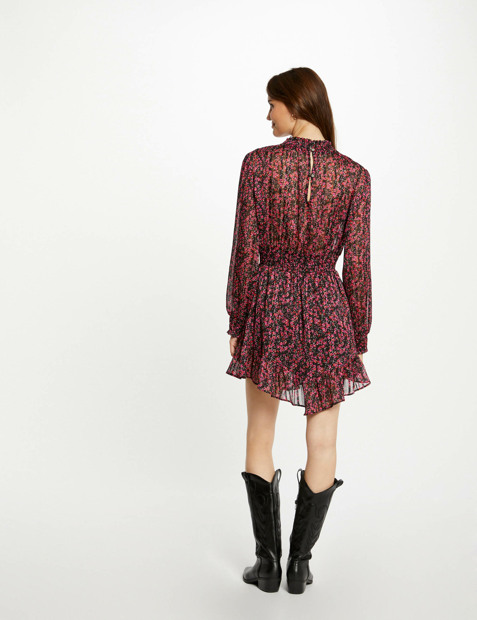 Vestido entallado estampado floral multico mujer