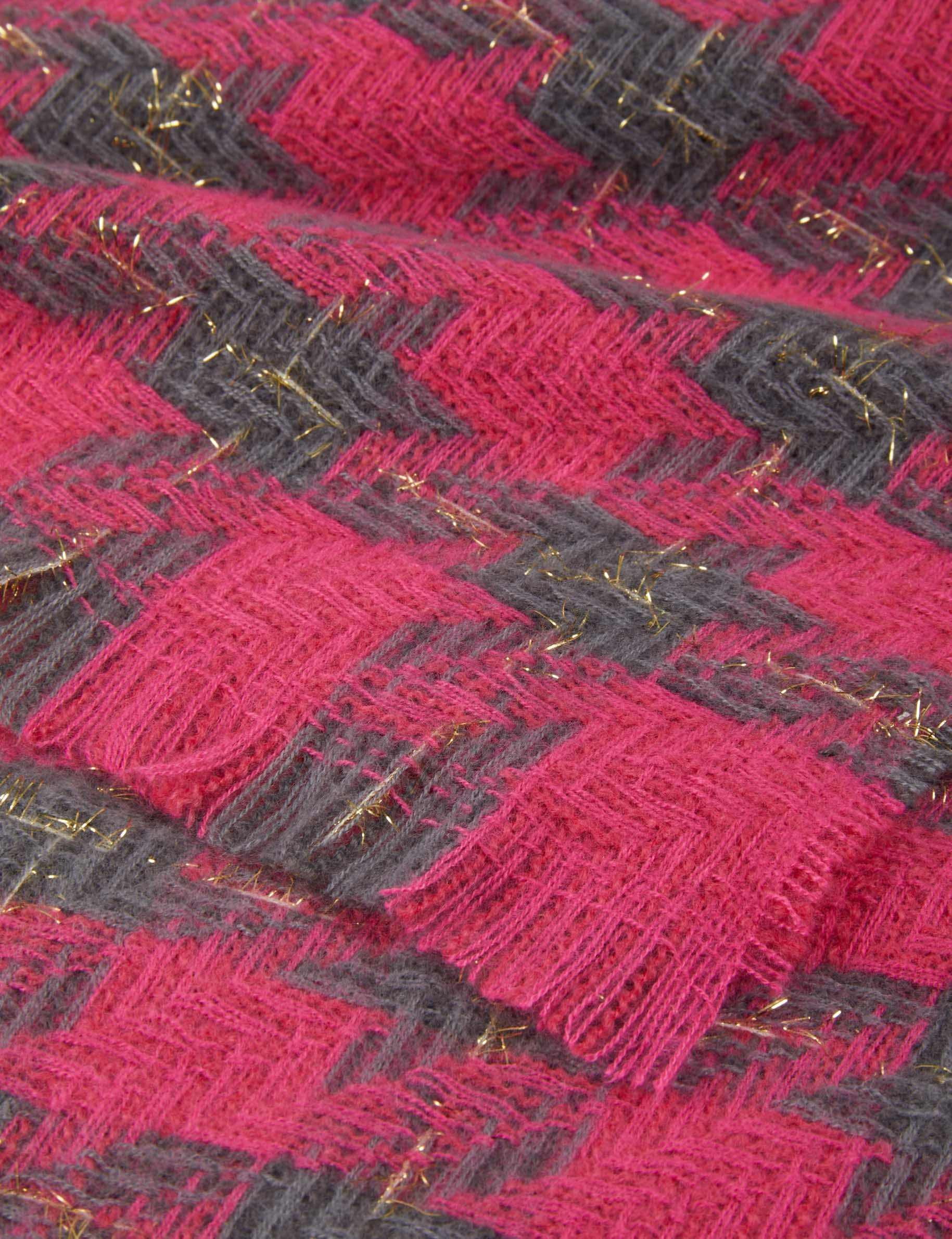 bufanda estampado pata de gallo rosa mujer Bufanda estampado pata de gallo rosa mujer
