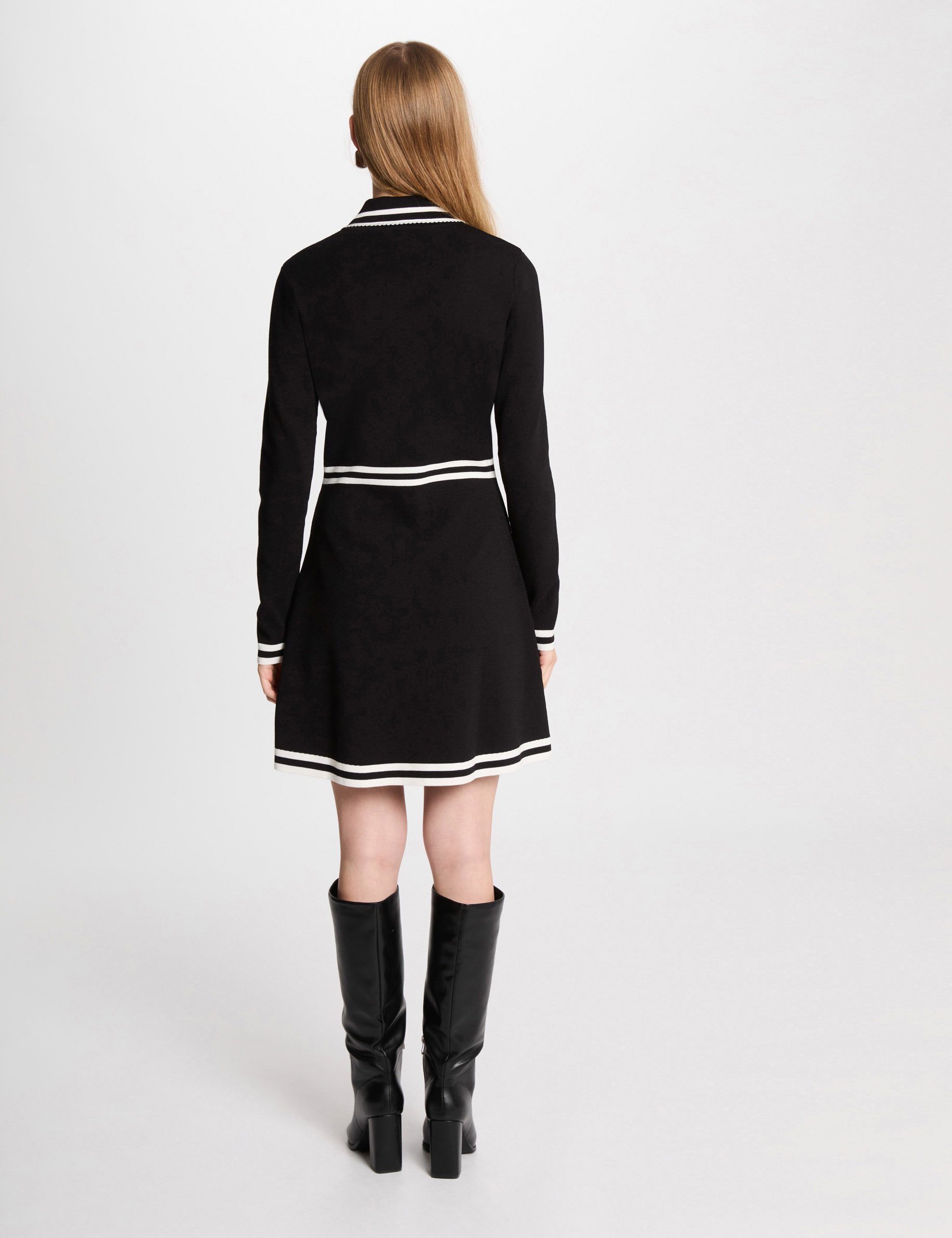 vestido punto corto evase negro mujer Vestido punto corto evasé negro mujer