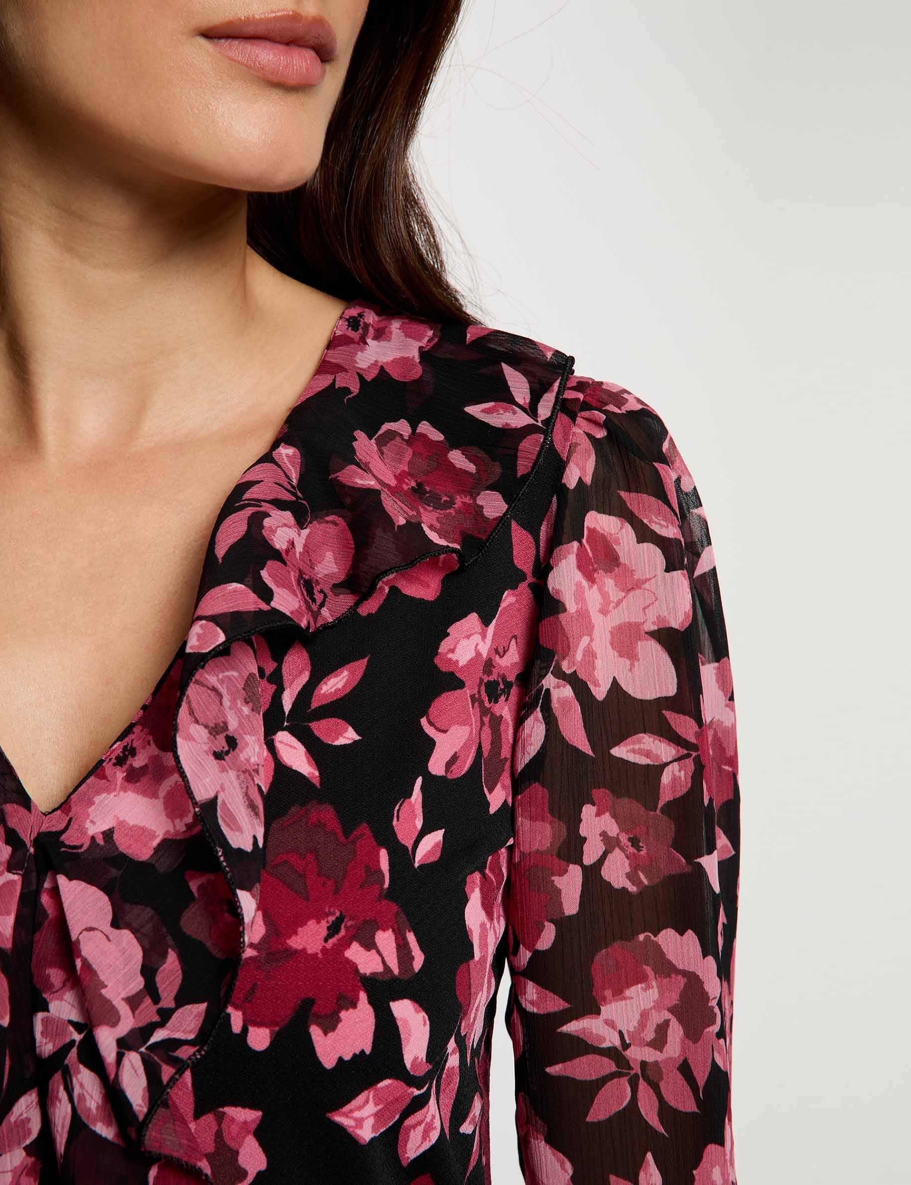 Blusa cuello v con volantes multicolor mujer