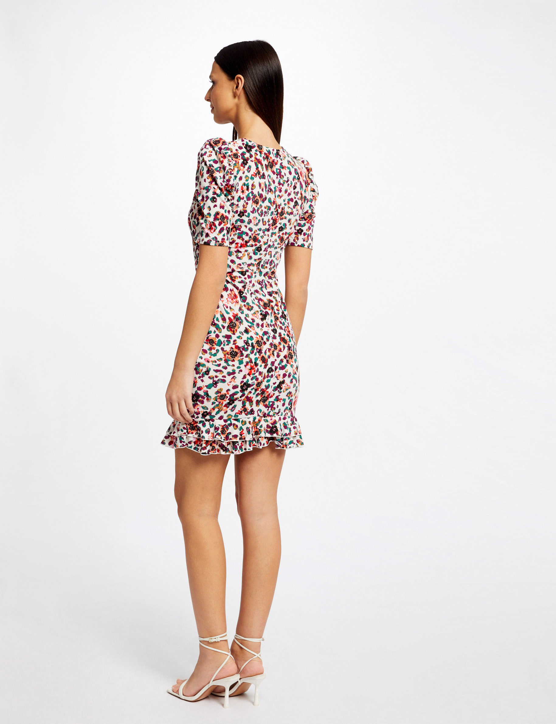 Vestido ajustado fruncido estampado multicolor mujer Vestido ajustado fruncido estampado multicolor mujer