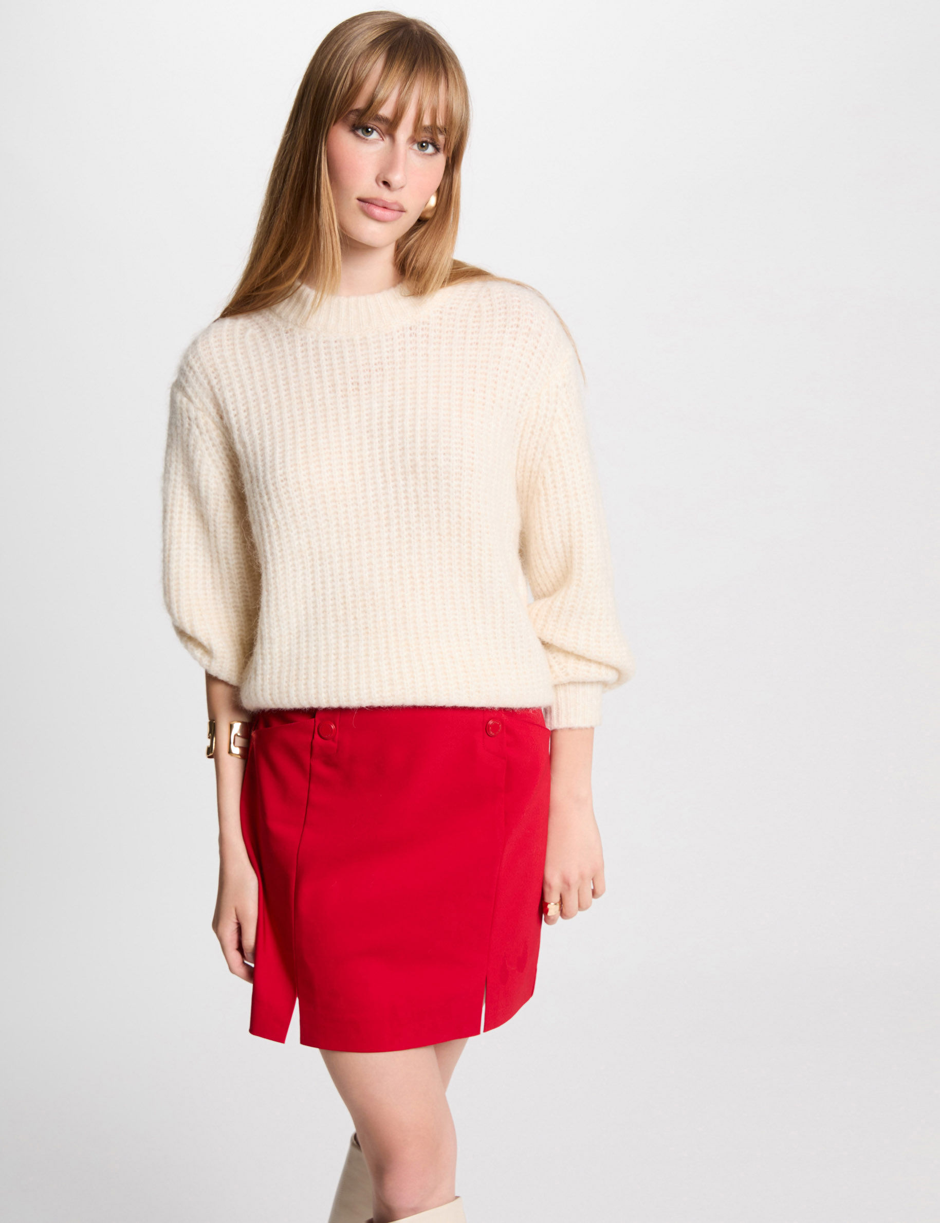 falda corta con botones rojo mujer Falda corta con botones rojo mujer