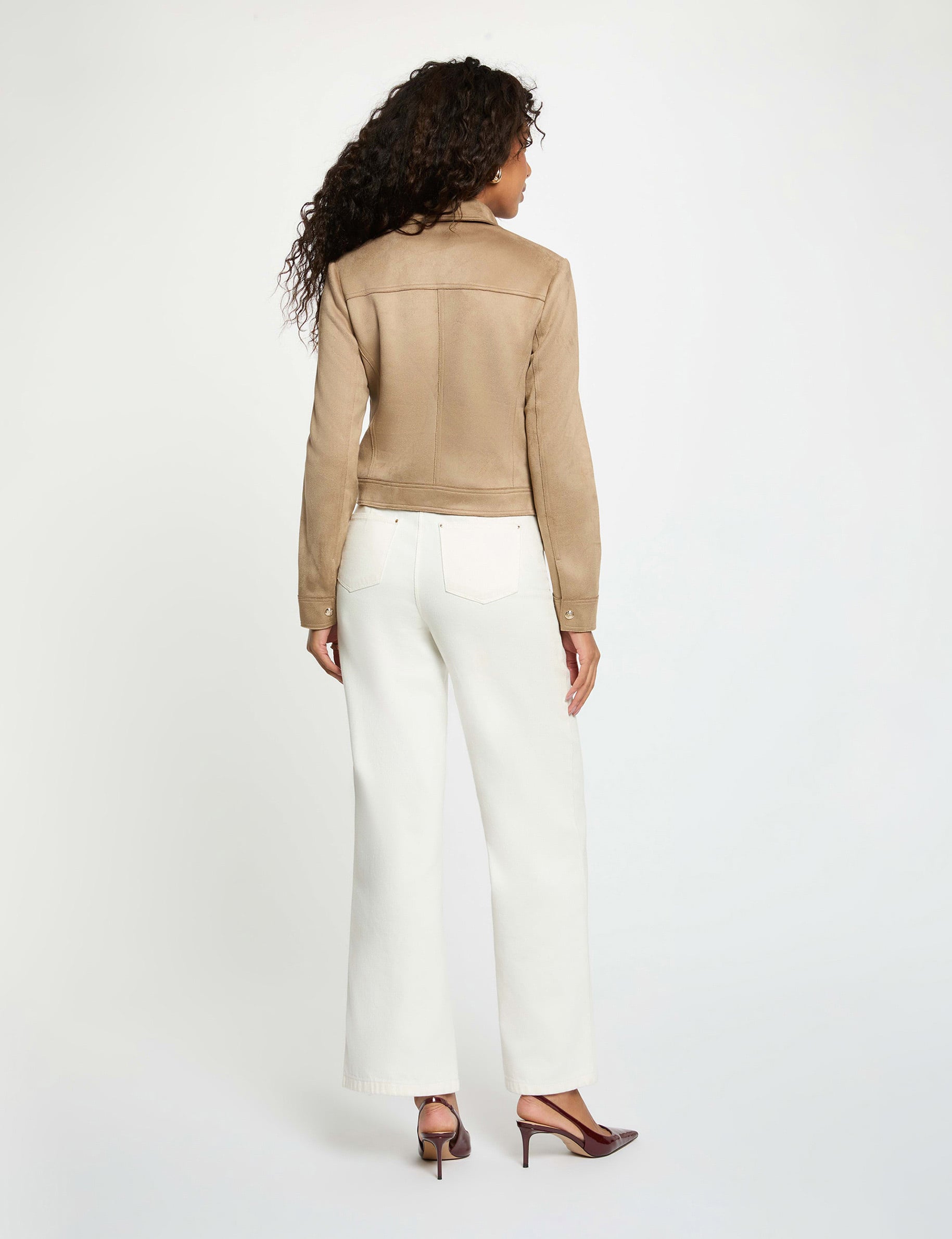 Chaqueta de ante con cremallera topo mujer