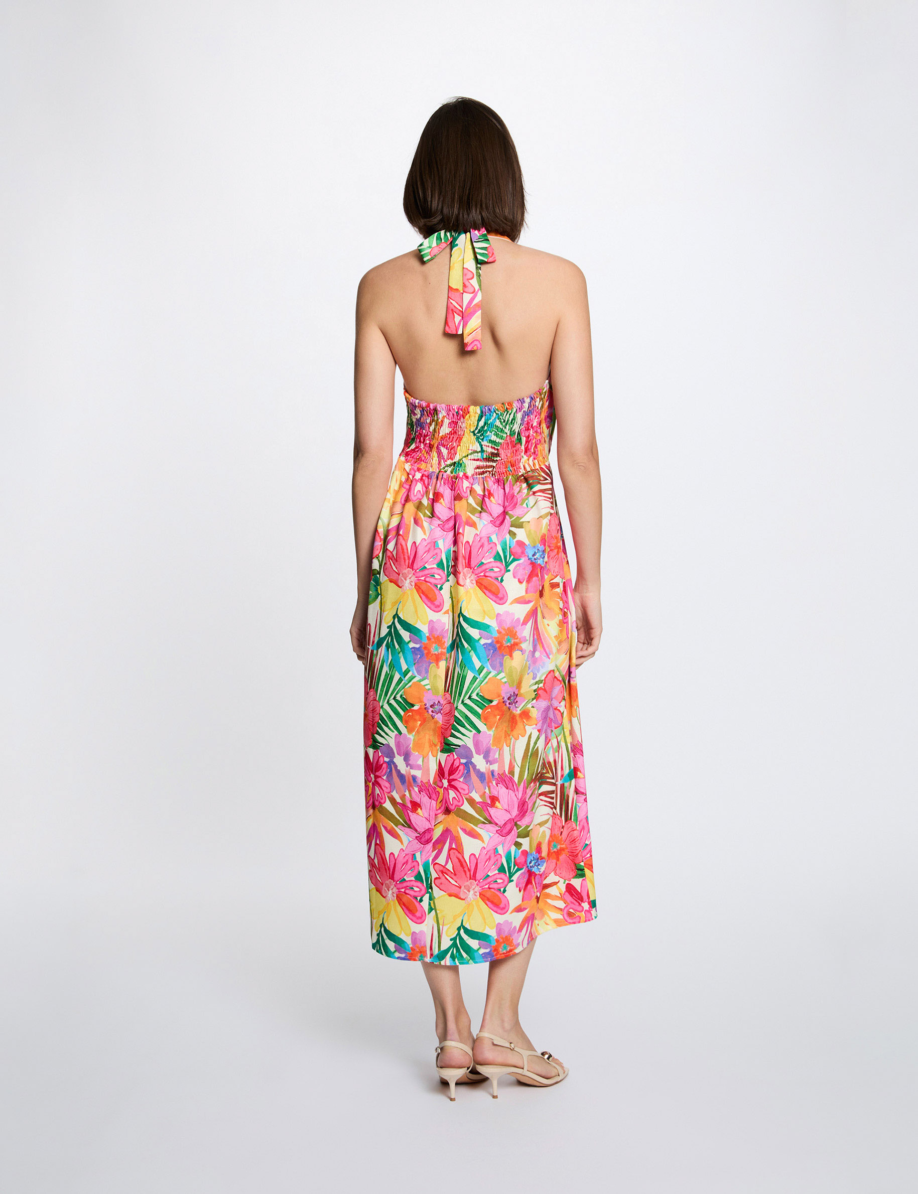 Vestido fluido con estampados multicolor mujer