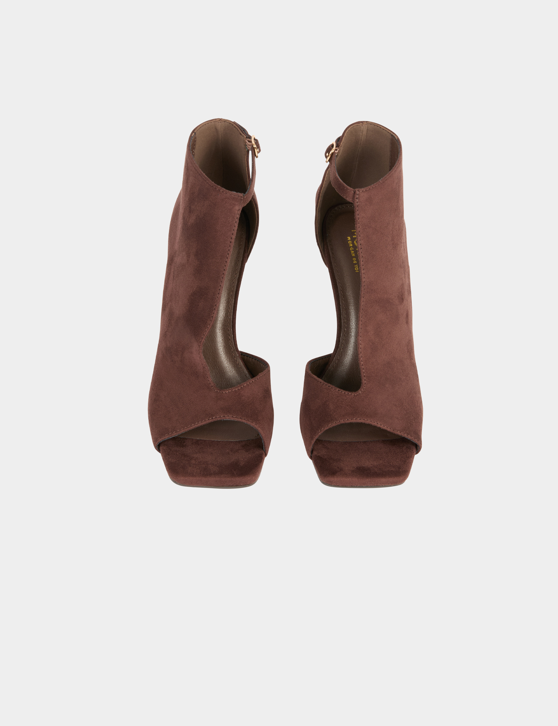 Sandalias medias descubiertas de tac&oacute;n marr&oacute;n oscuro mujer