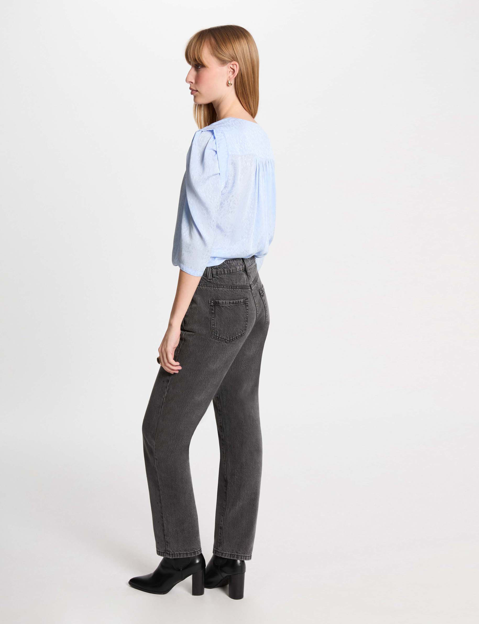 camisa manga 34 azul cielo mujer Camisa manga 3/4 azul cielo mujer