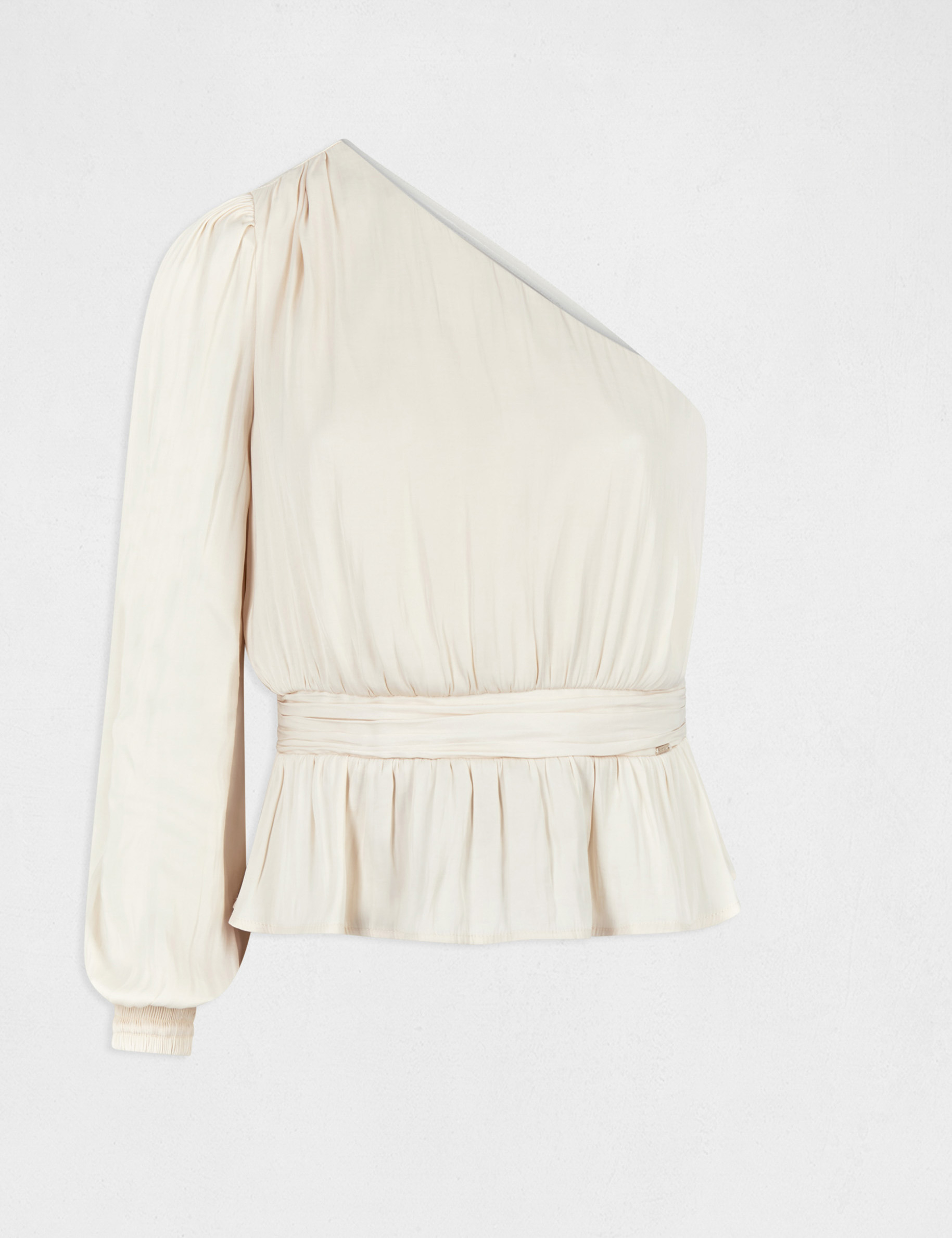 blusa asimetrica rizada crudo medio mujer Blusa asimétrica rizada crudo medio mujer