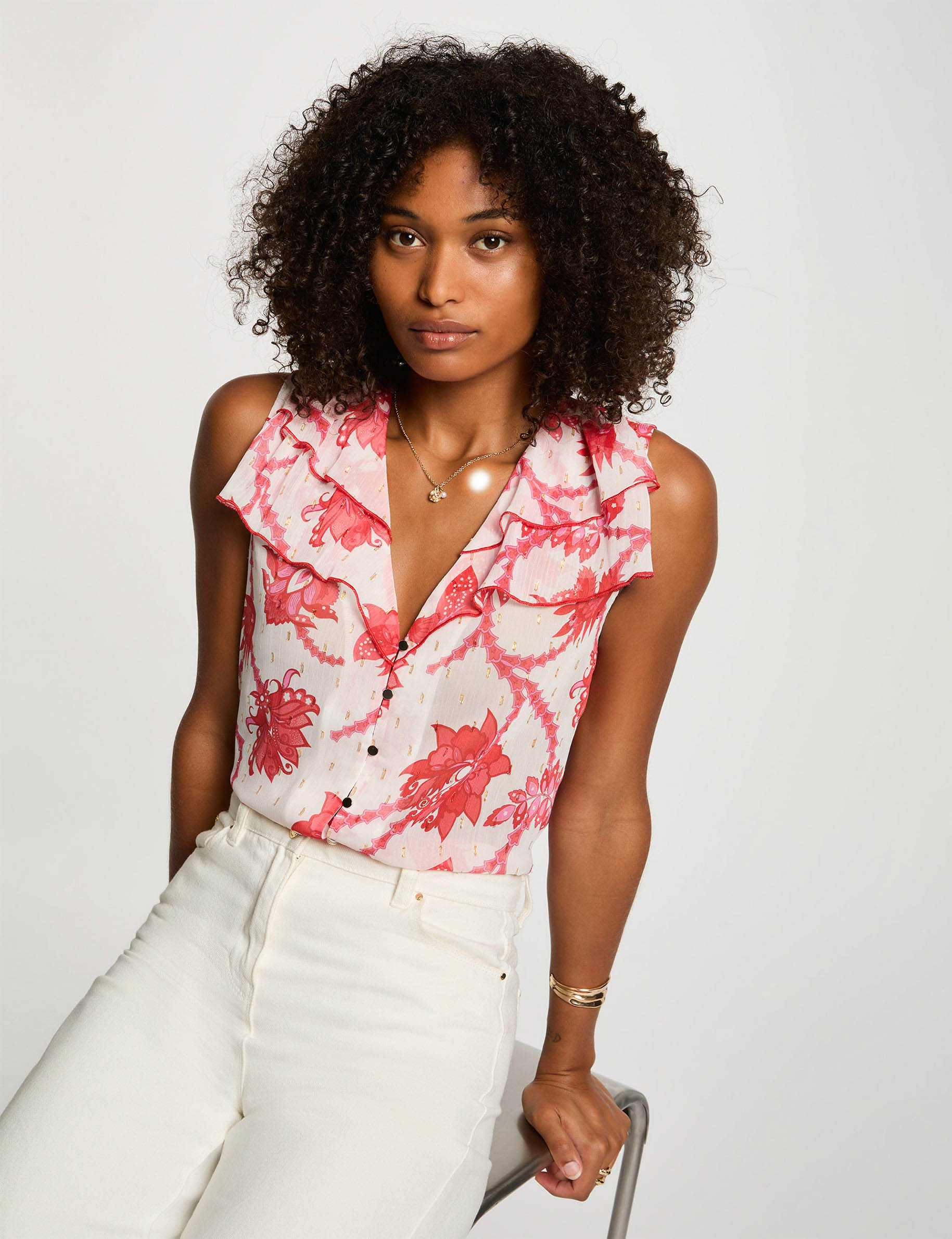 Camisa sin manga multicolor mujer