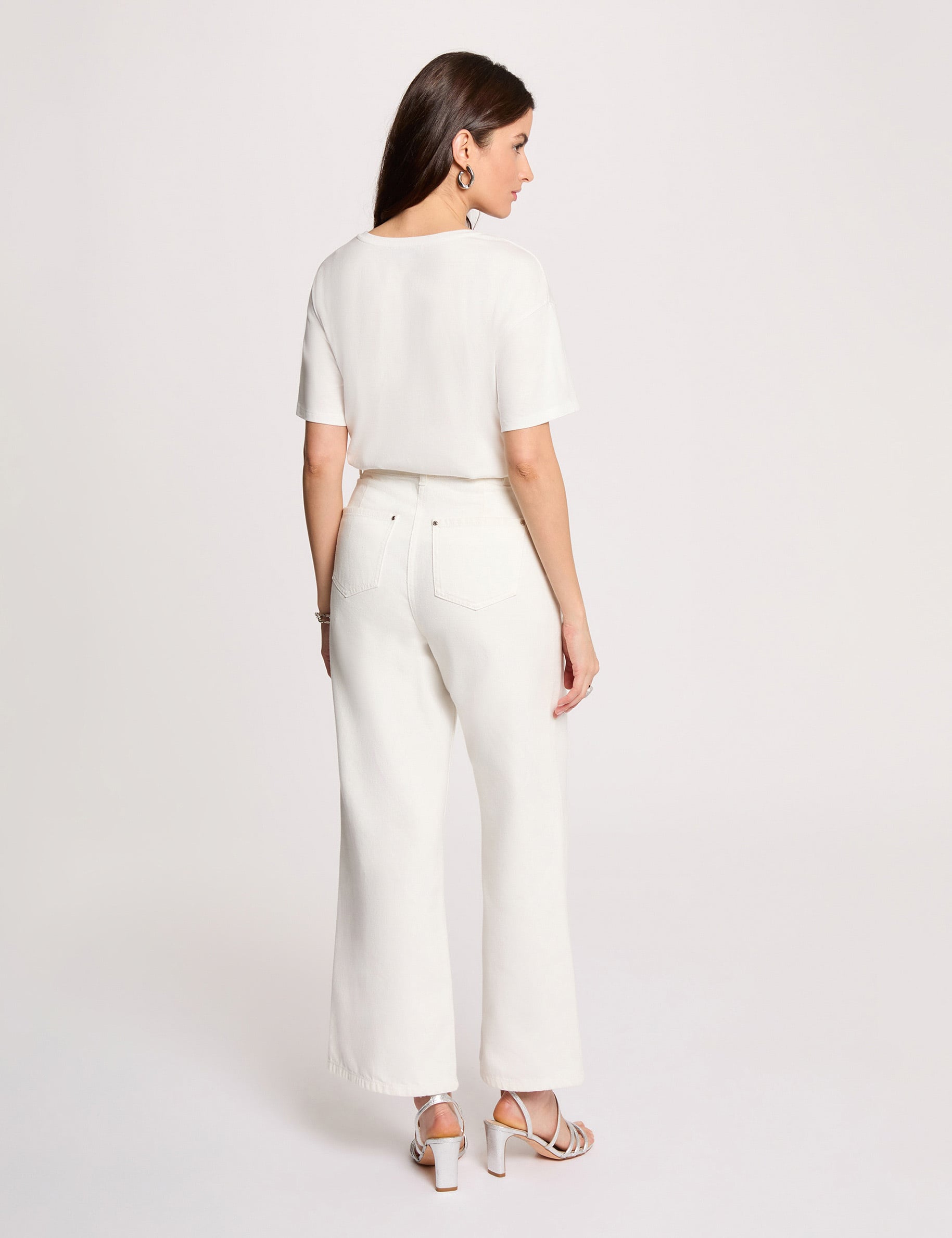 Camiseta recta cuello redondo blanco mujer