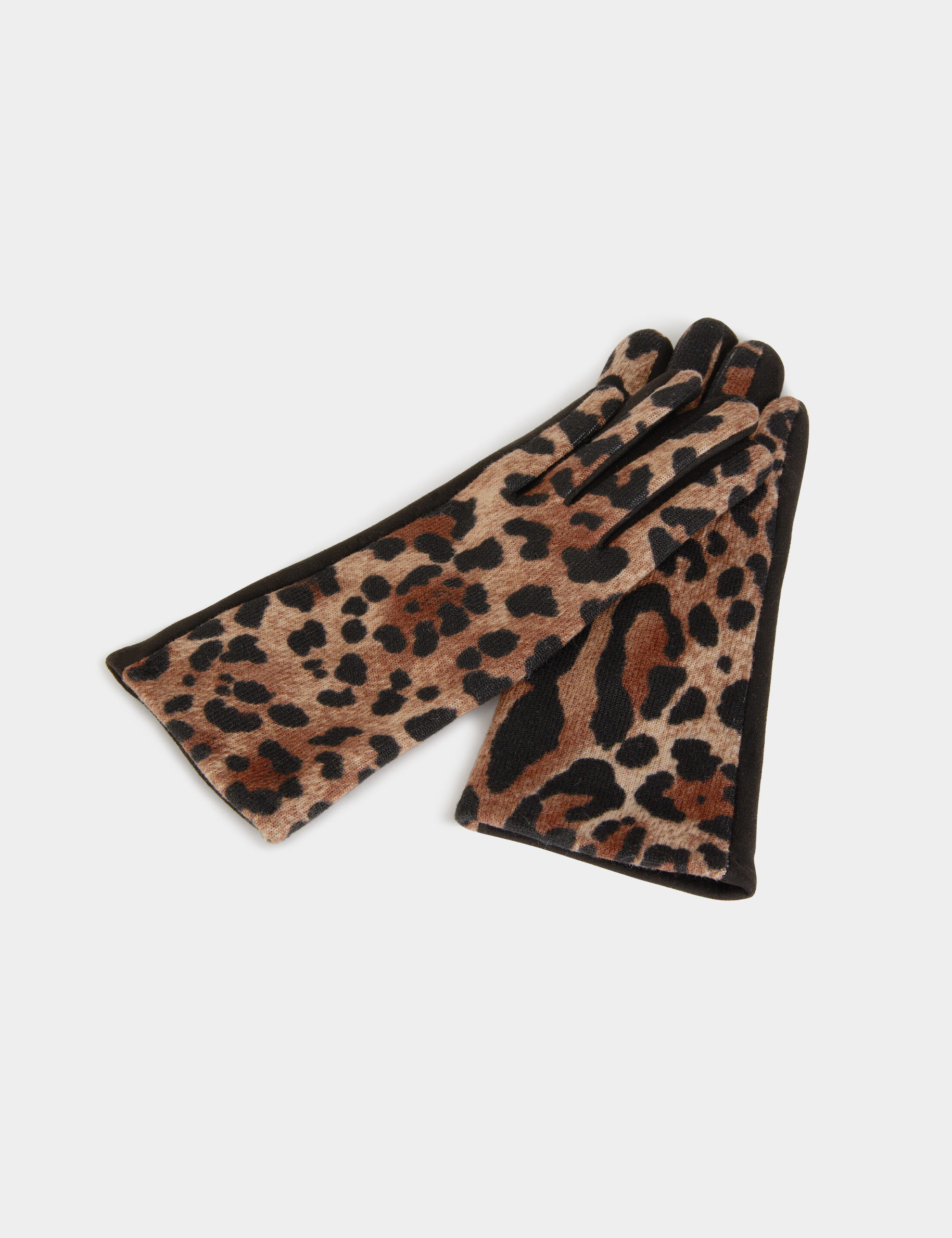 Guantes estampado de leopardo negro mujer