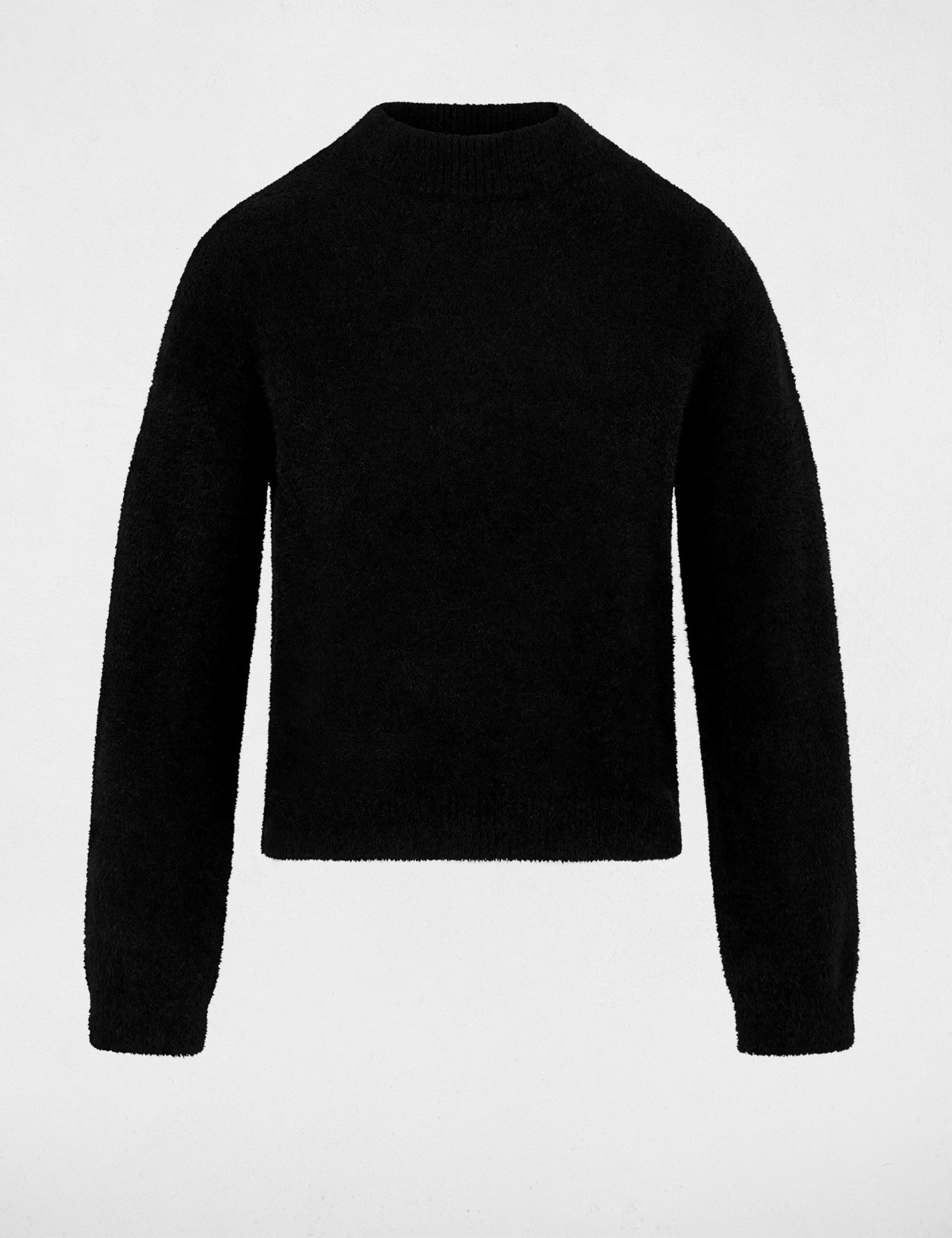 Jersey ajustado de cuello alto negro mujer