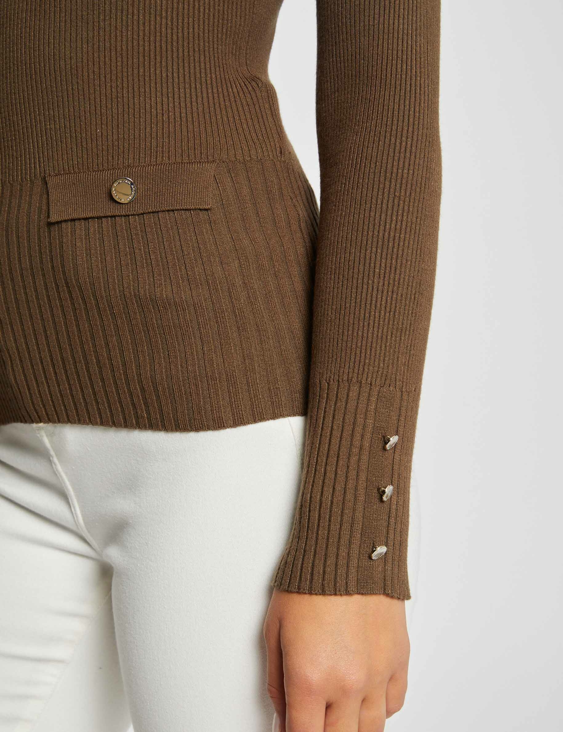jersey manga larga acanalado escote en v verde medio mujer Jersey manga larga acanalado escote en V verde medio mujer