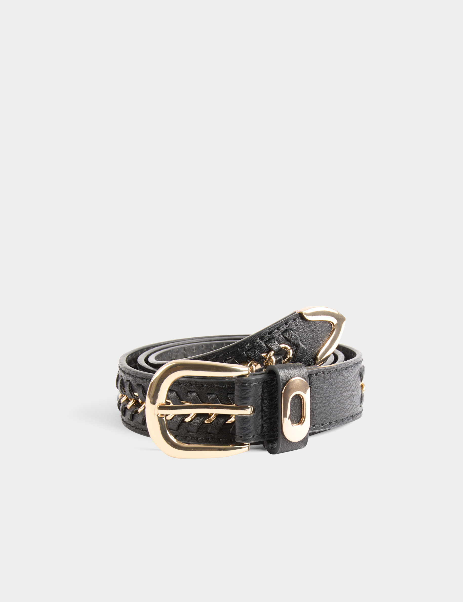cinturon detalles de cadena negro mujer Cinturón detalles de cadena negro mujer