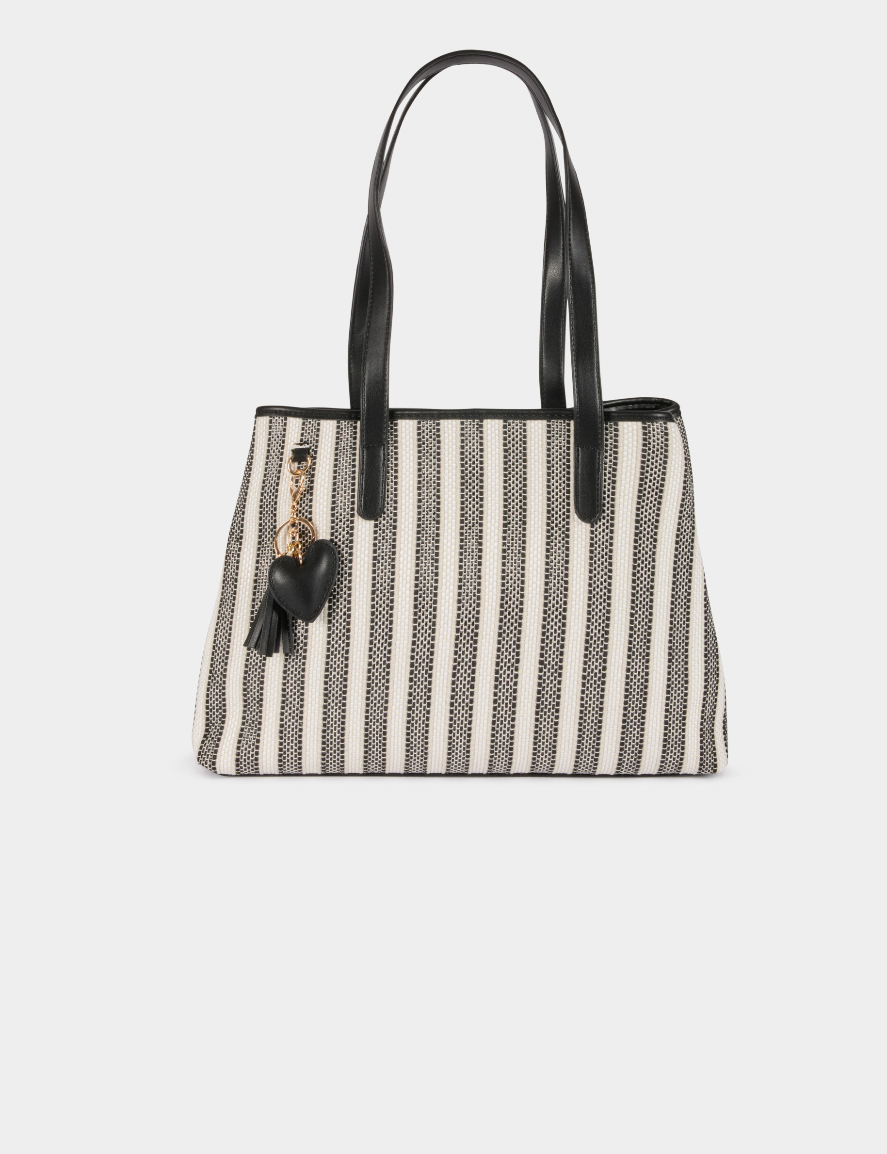 Bolso tote de rayas marfil mujer