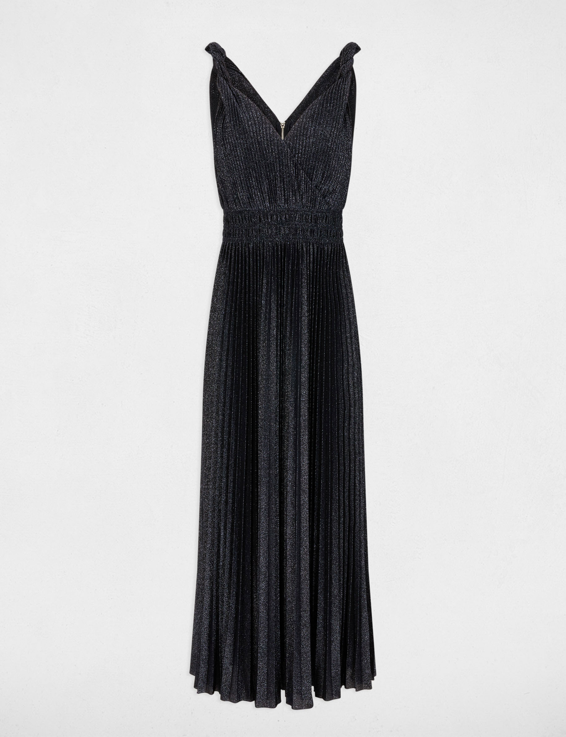 Vestido largo cruzado azul marino mujer