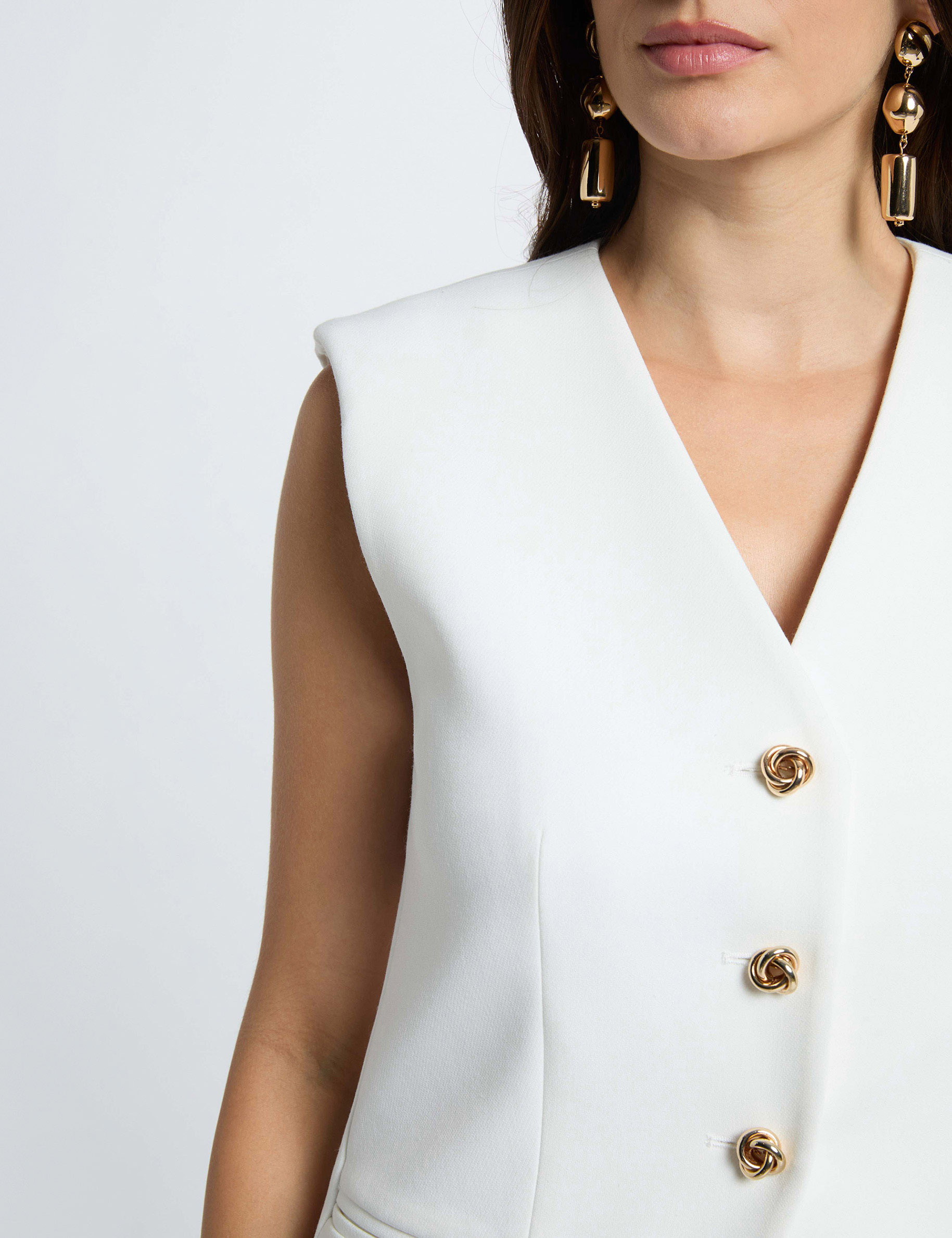 Chaqueta ajustada sin mangas blanco mujer