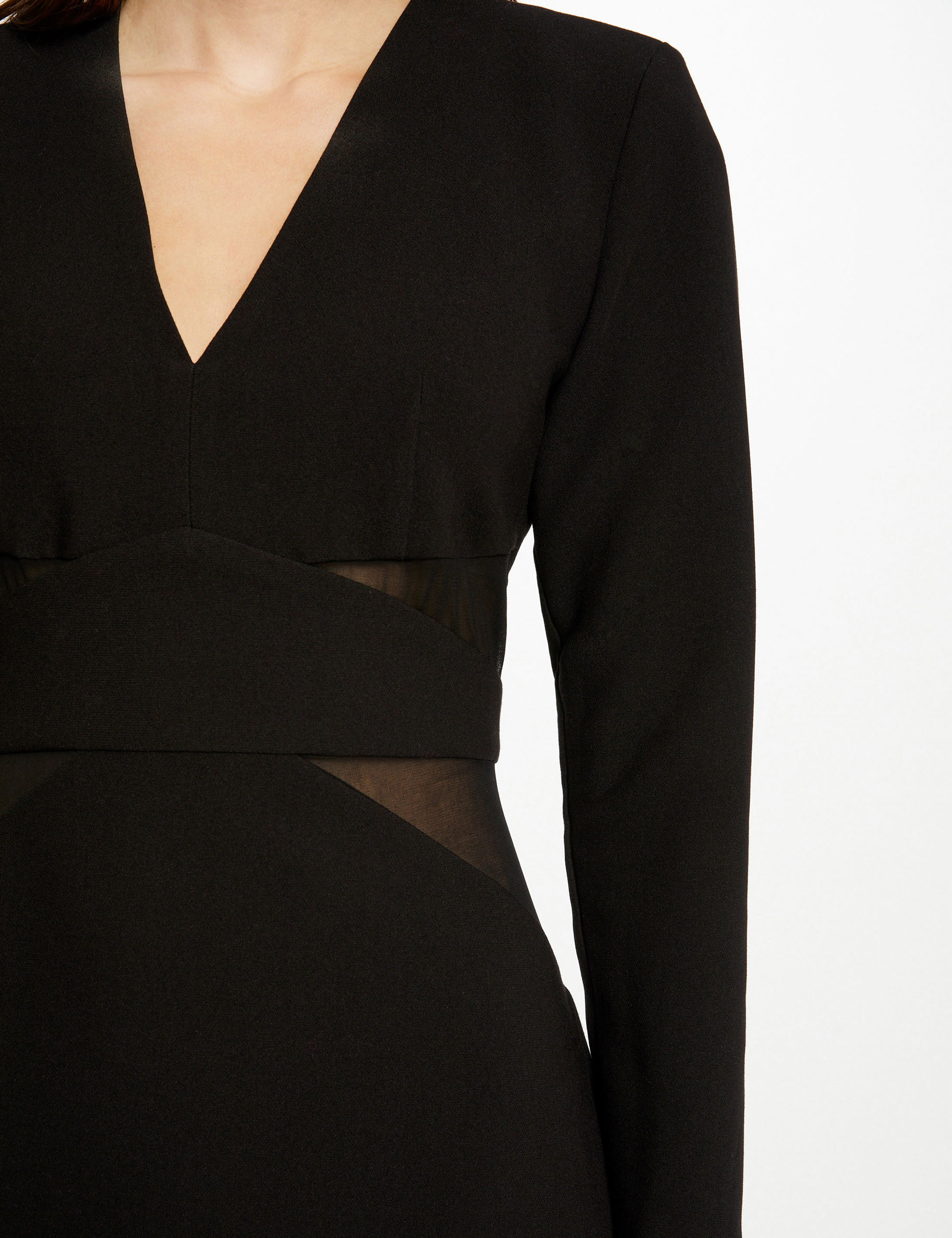 Vestido ajustado detalles transparente negro mujer