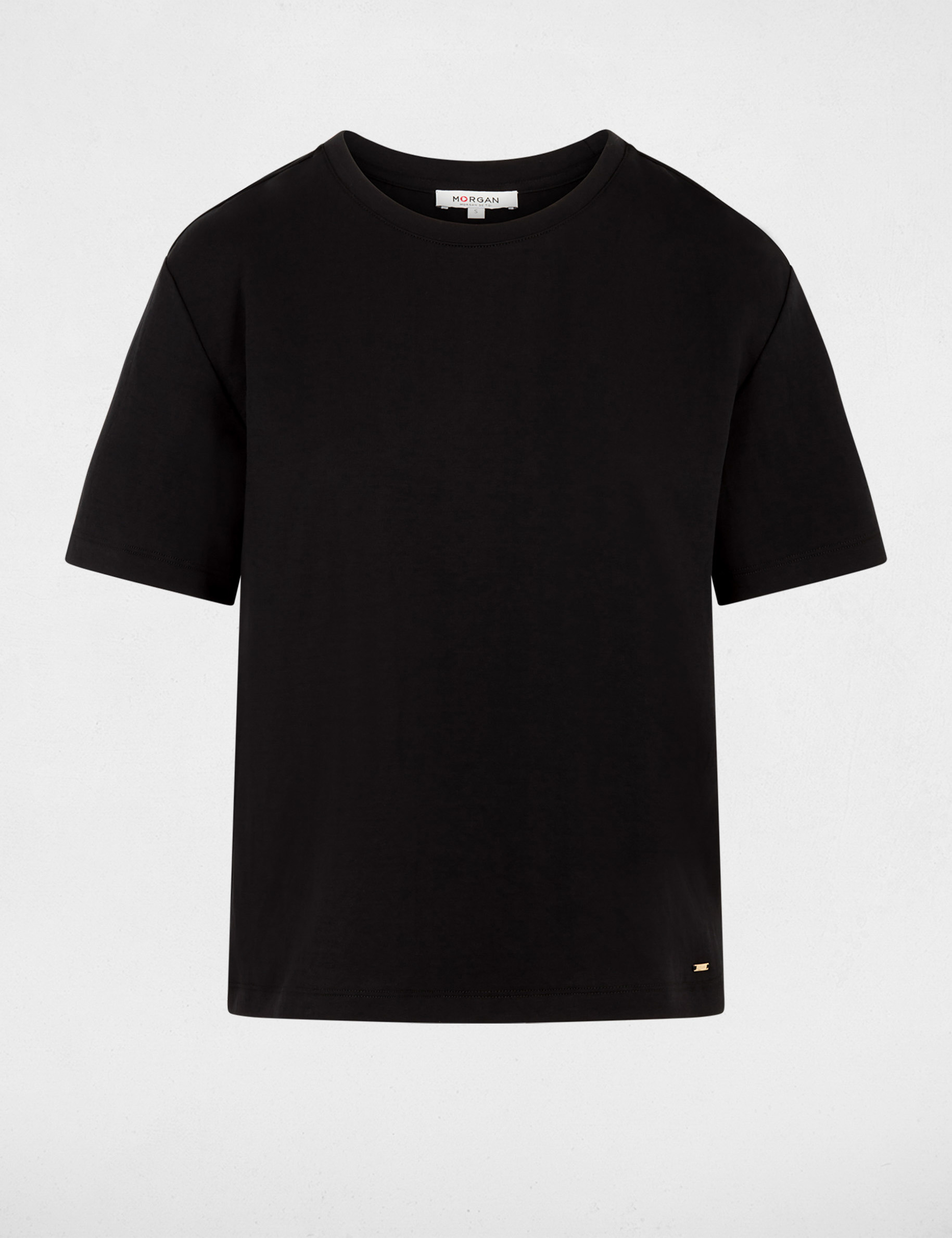Camiseta de cuello redondo negro mujer